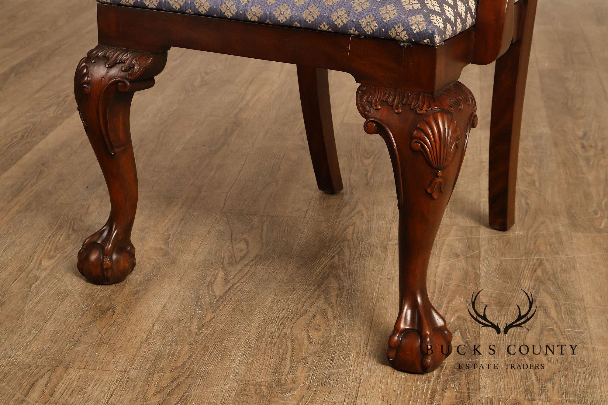 Maitland Smith Chippendale Style Pair Of Mahogany Armchairs