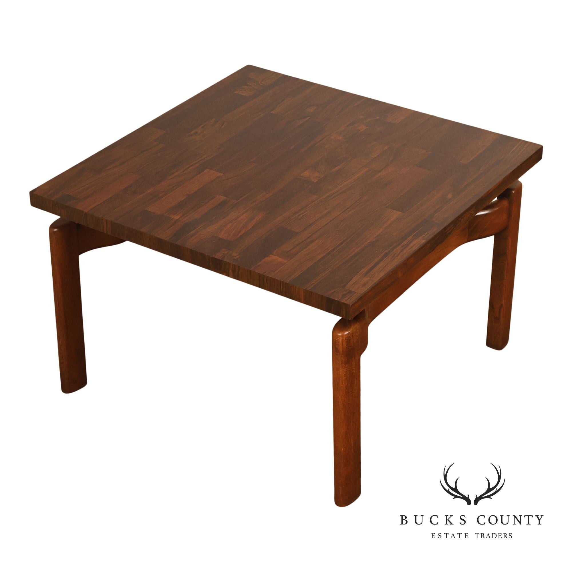 Danish Modern Vintage Square Laminate Top Teak End Table