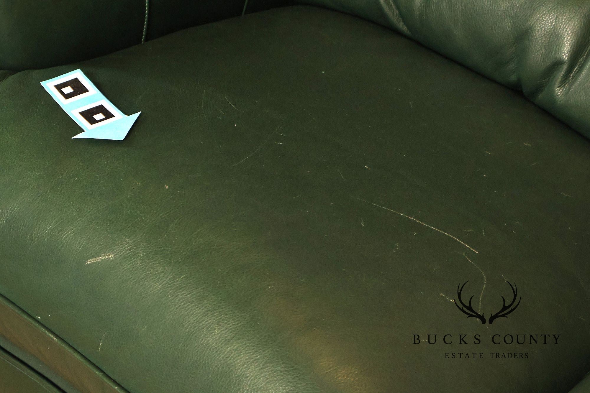 Hancock & Moore Green Leather Nailhead Trim Sofa