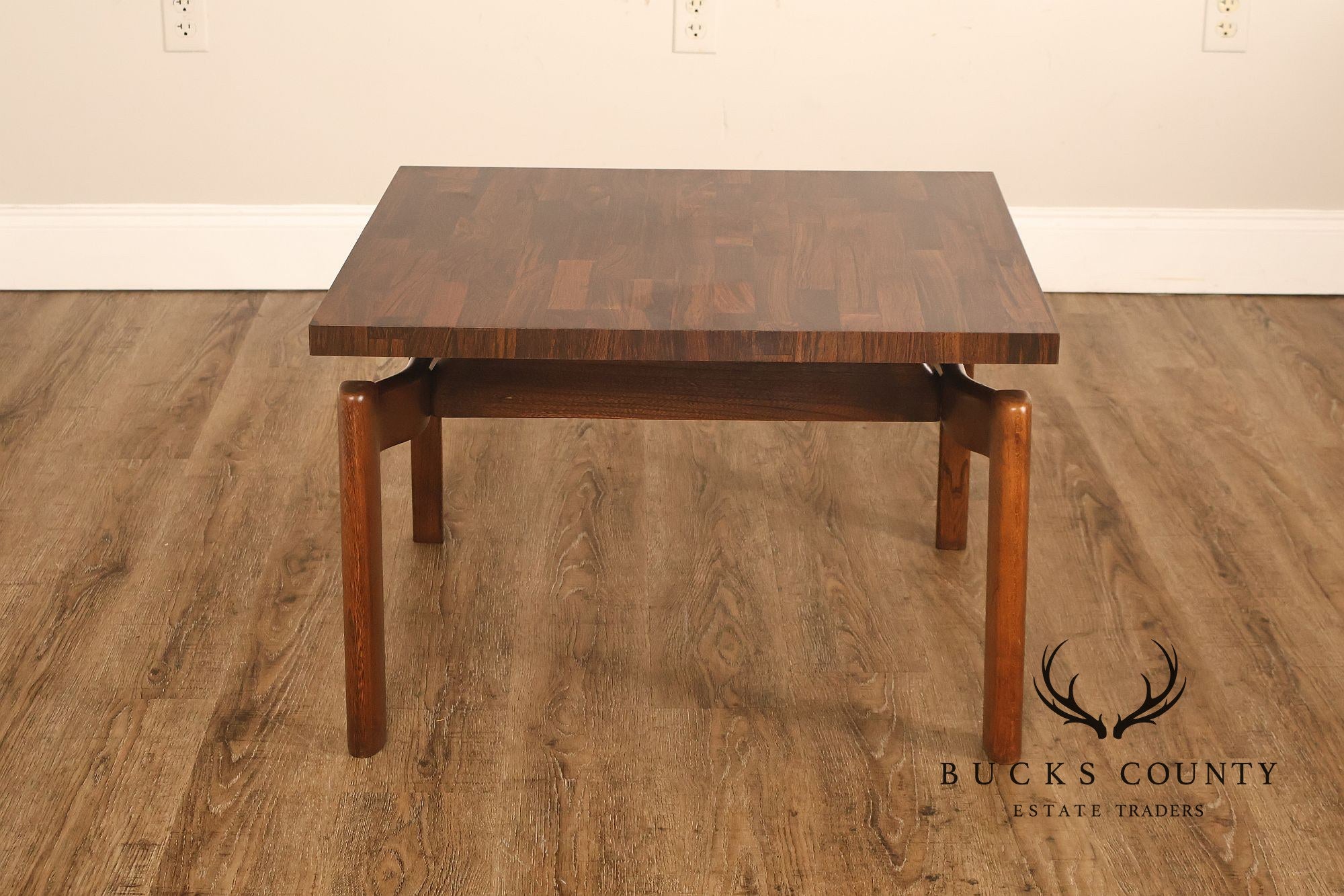 Danish Modern Vintage Square Laminate Top Teak End Table