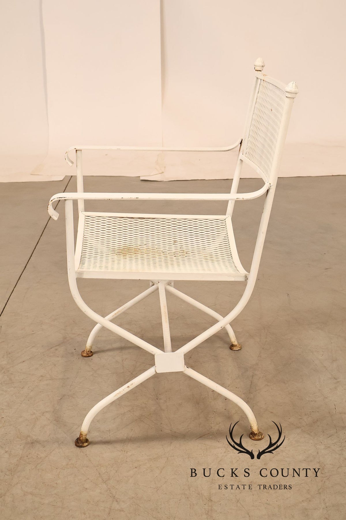 Vintage Set of Four Wrought Iron Patio Armchairs