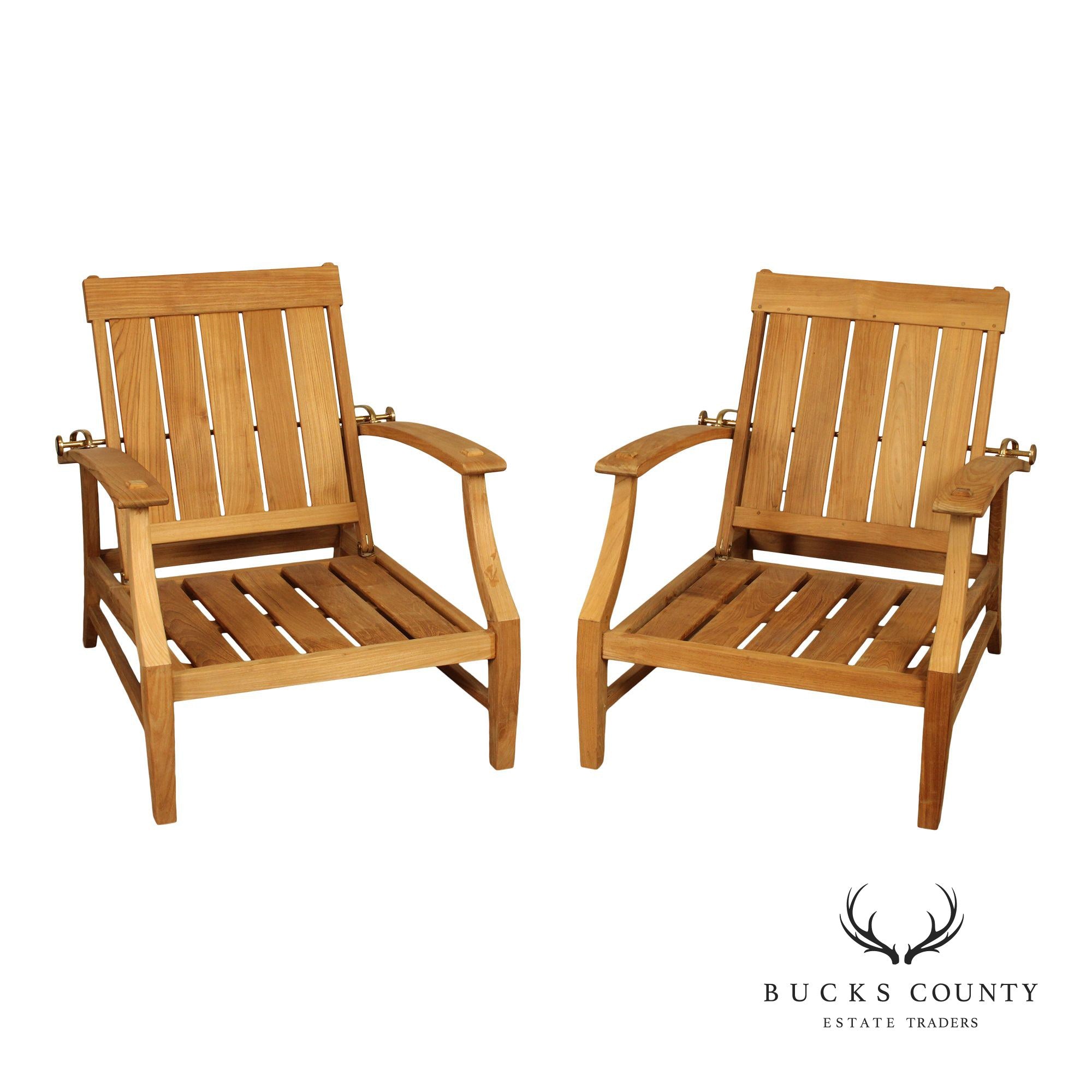 Summer Classics Pair of Teak 'Croquet' Lounge Chairs