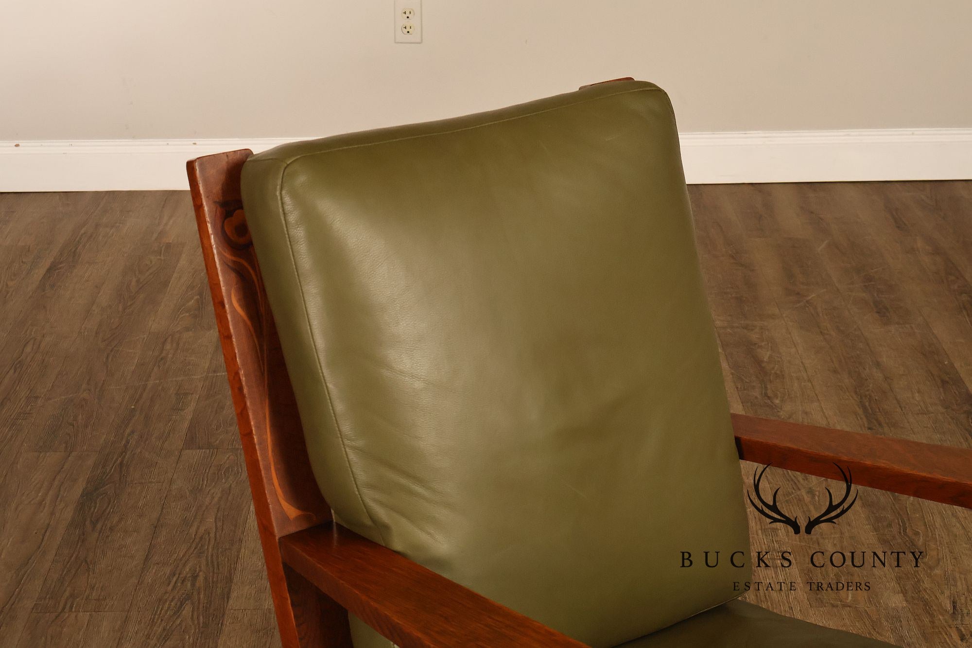 Early Rare Antique Stickley Brothers Arts And Crafts Inlaid Peacock Rocking Chair