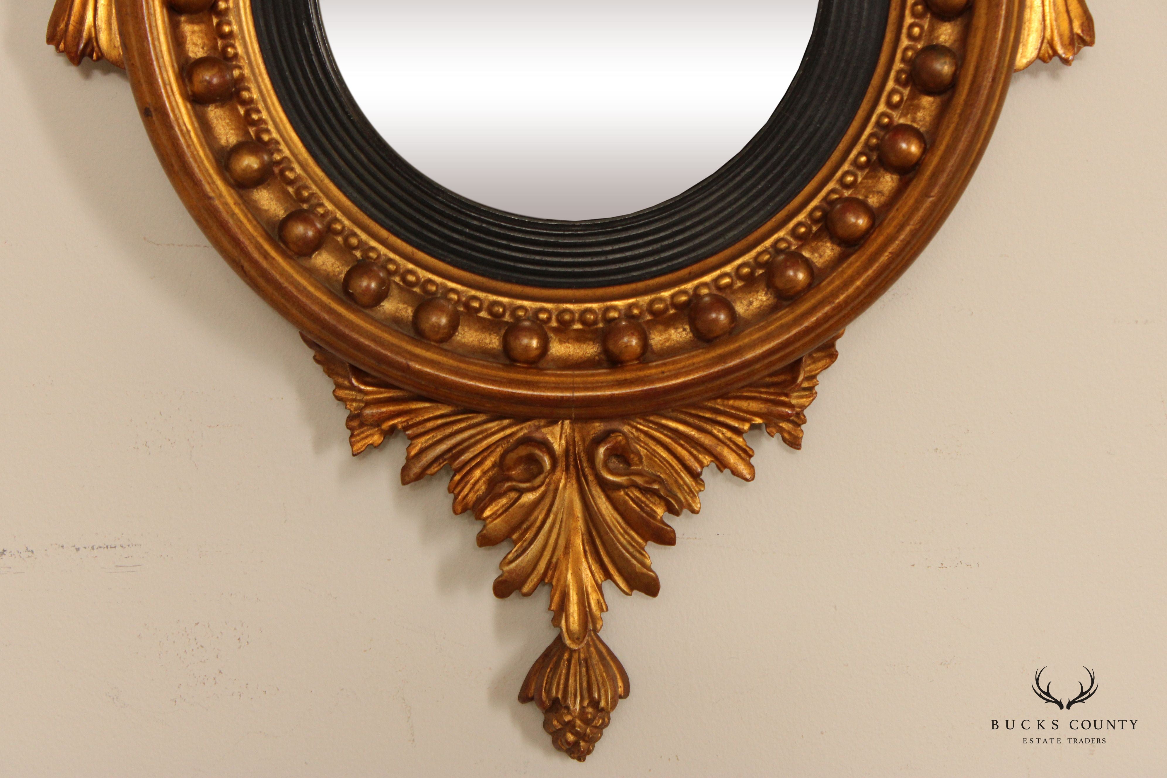 Federal Style Giltwood Eagle Carved Convex Wall Mirror