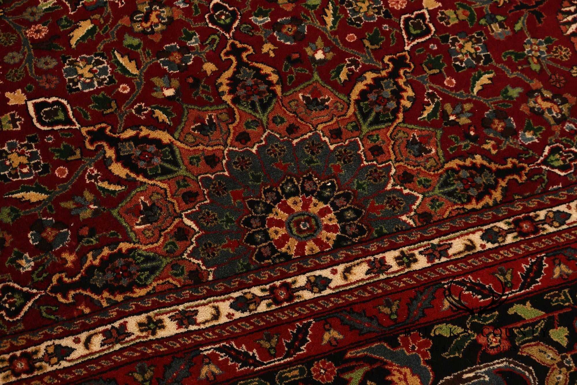 Hand Knotted Persian Style Wool Area Rug With Floral Medallion Design