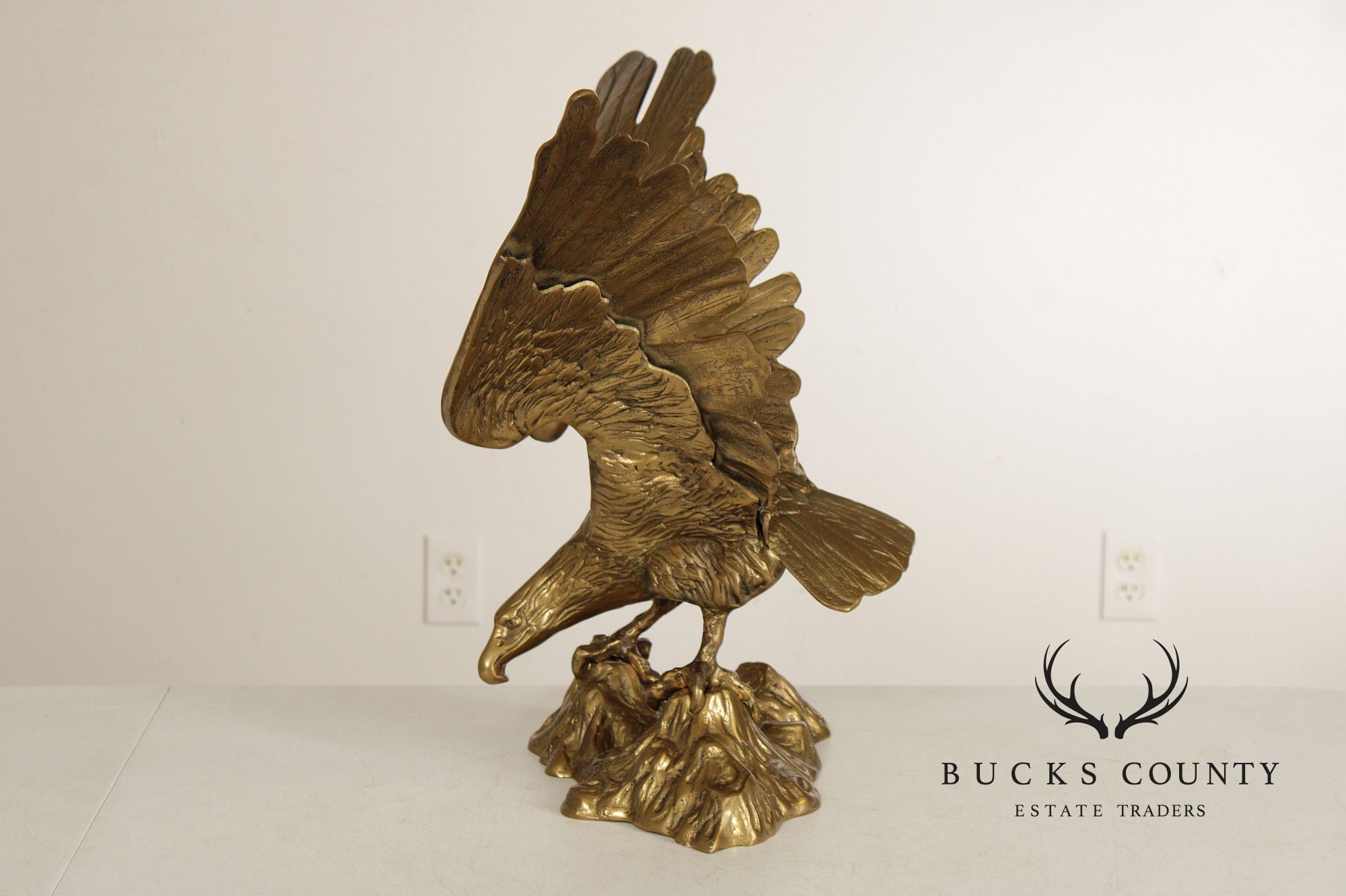 Large Vintage Brass Eagle Statue