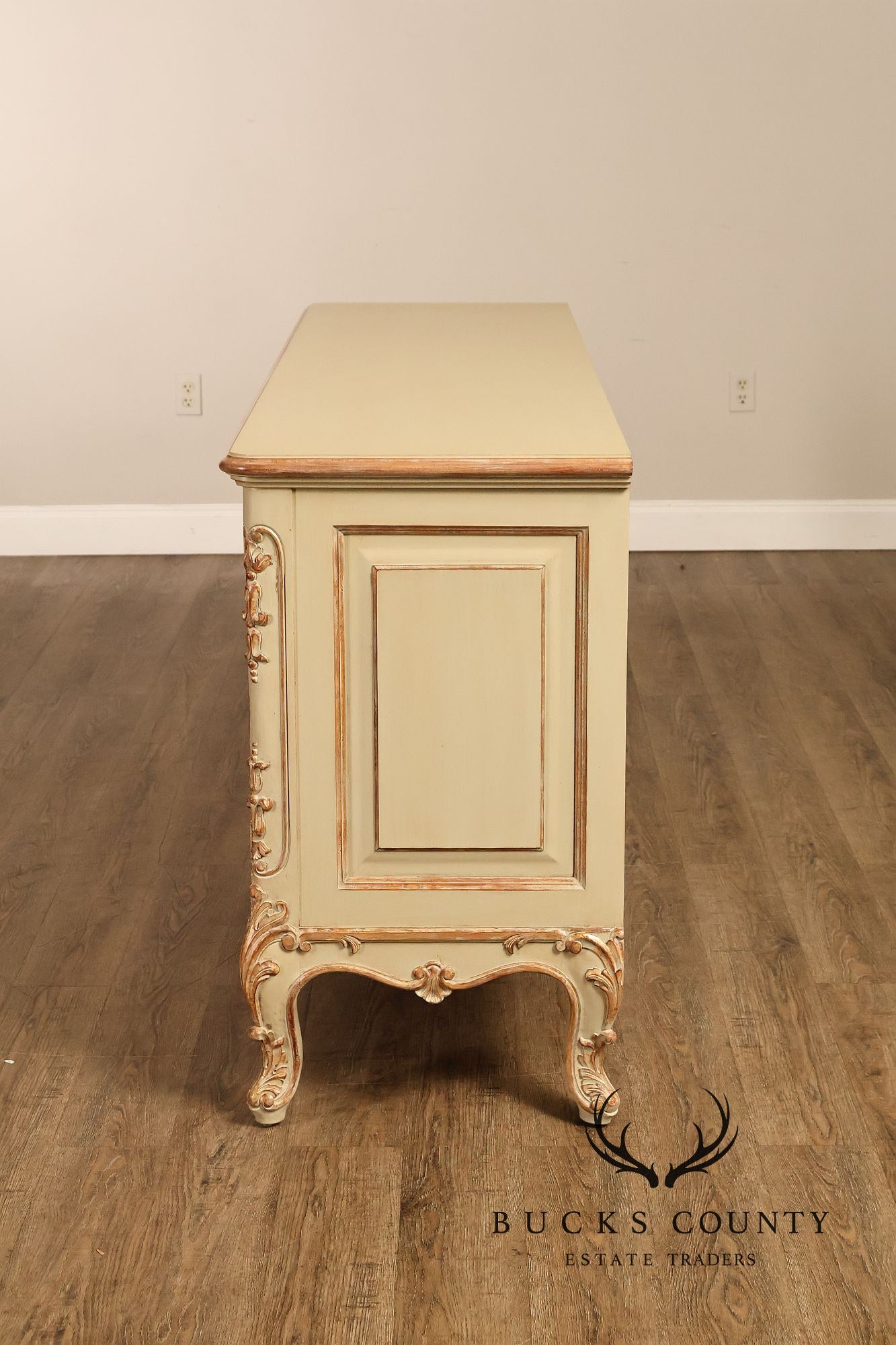 French Rococo Style Painted Sideboard Buffet Cabinet