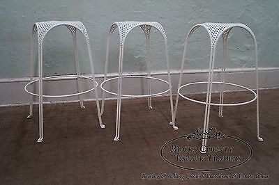 Mid Century Modern Set of 3 Painted Metal Bar Stools