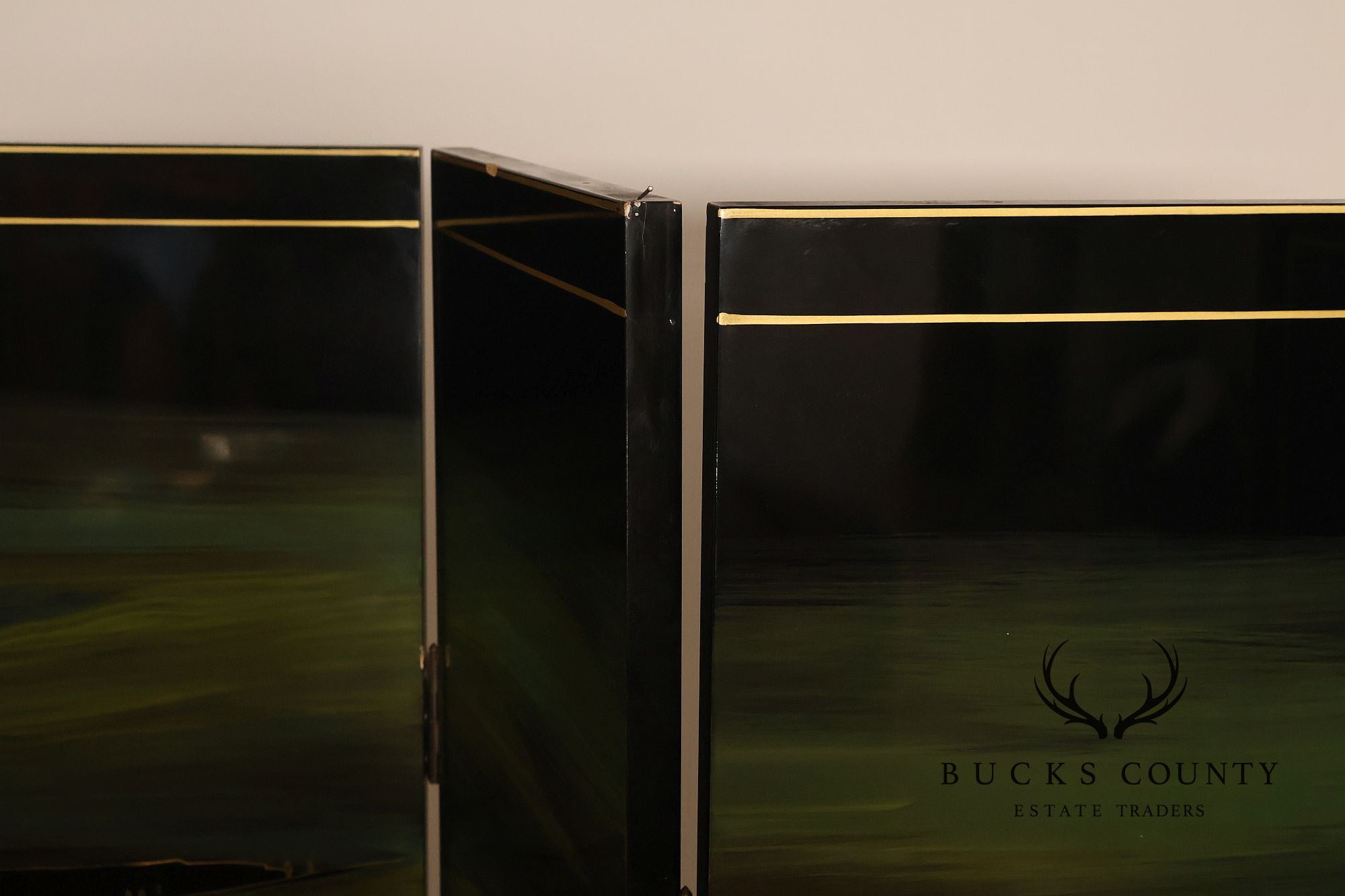 Japanese Style Hand Painted Lacquered Six-Panel Room Divider