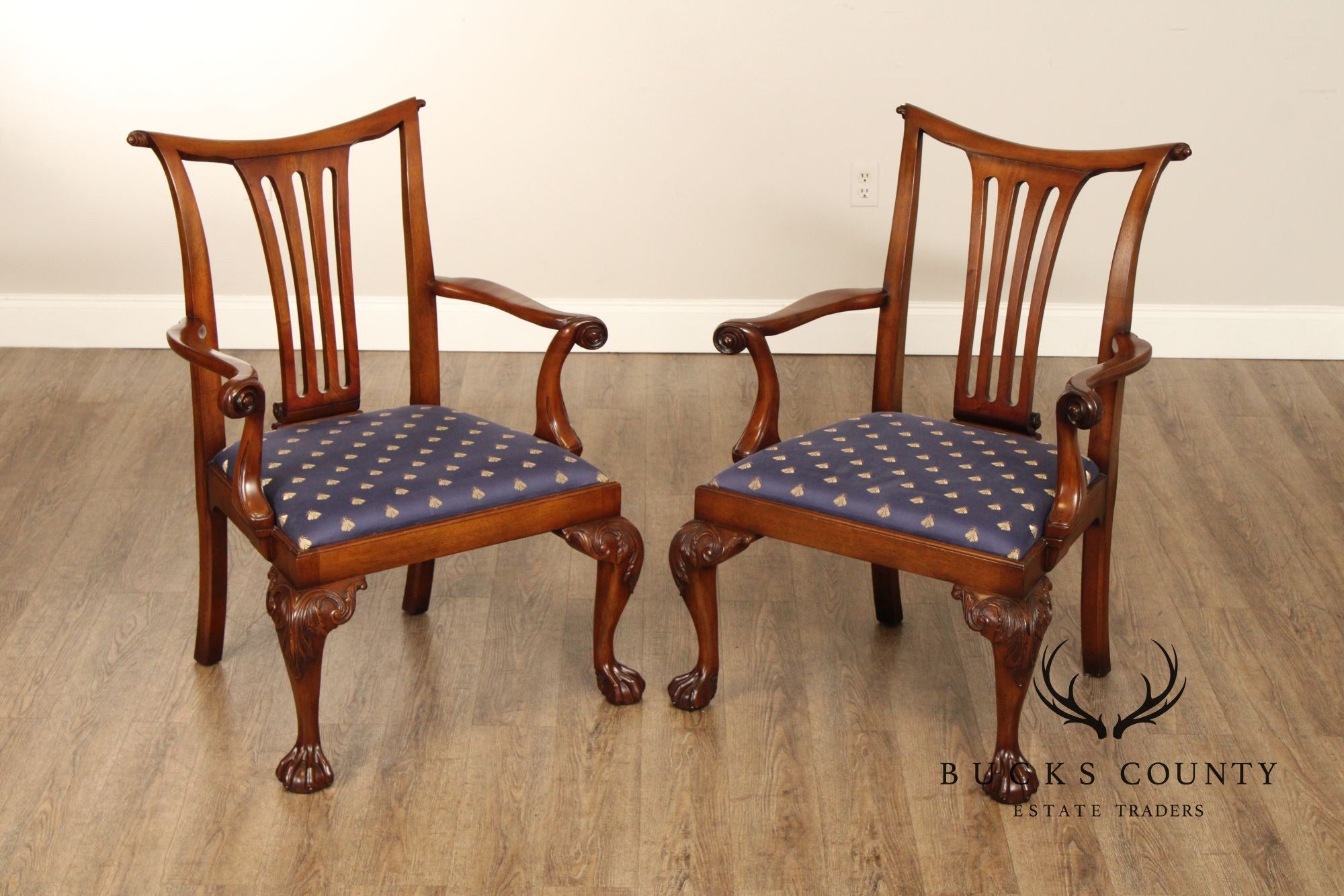 Baker Furniture Georgian Style Pair of Mahogany Armchairs