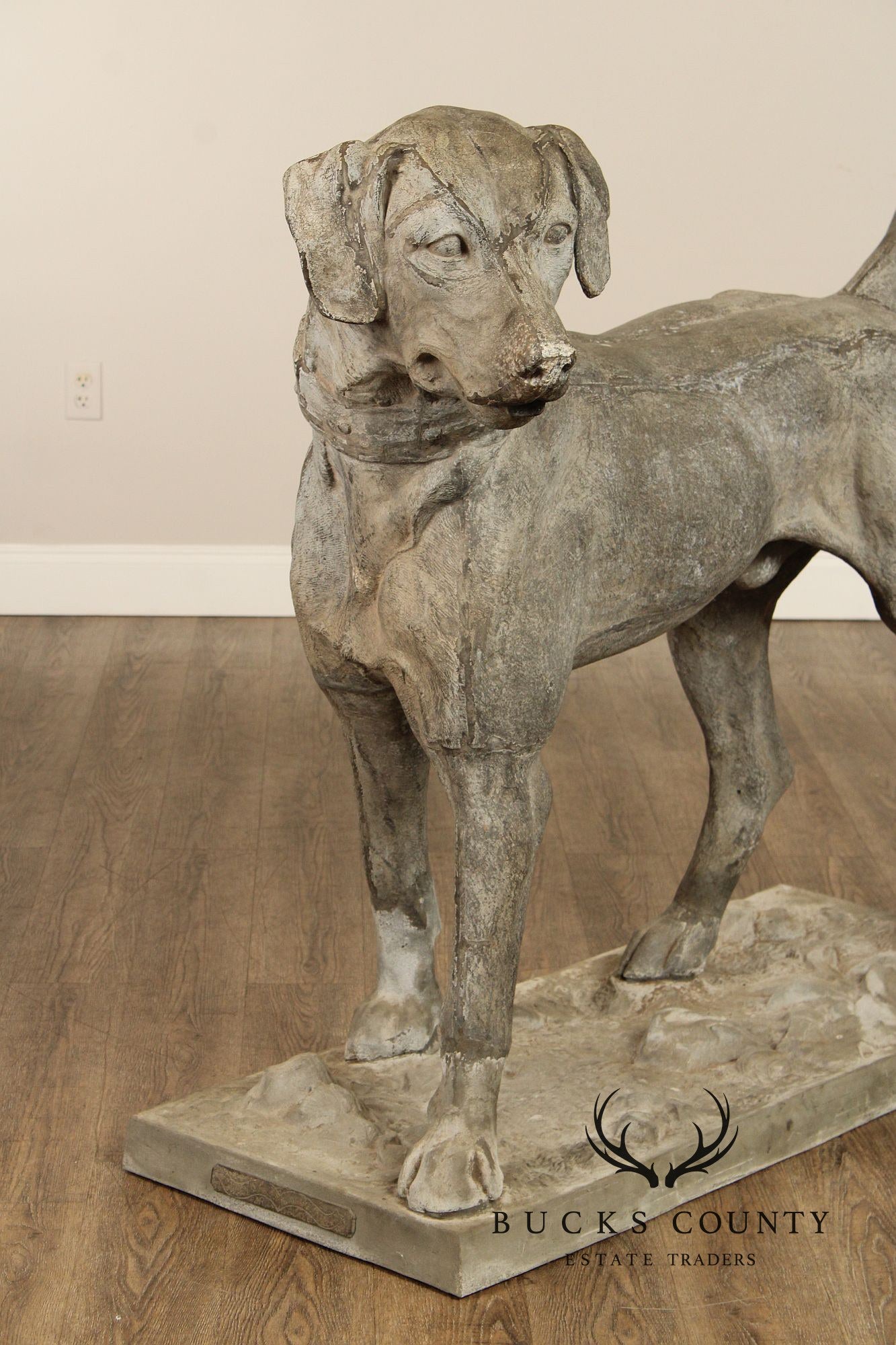 Antique J.W. Fiske Zinc Morley's Dog Statue