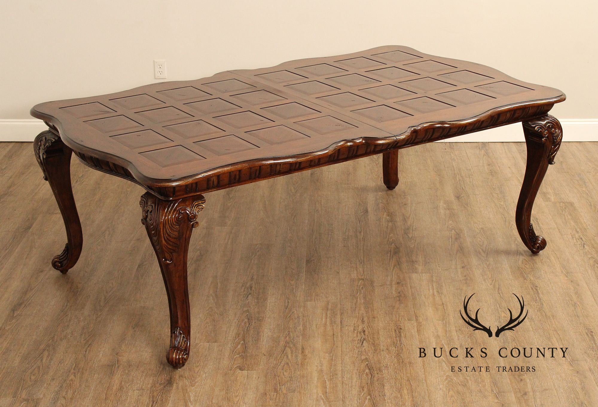 French Louis XV Style Expandable Parquetry Top Dining Table