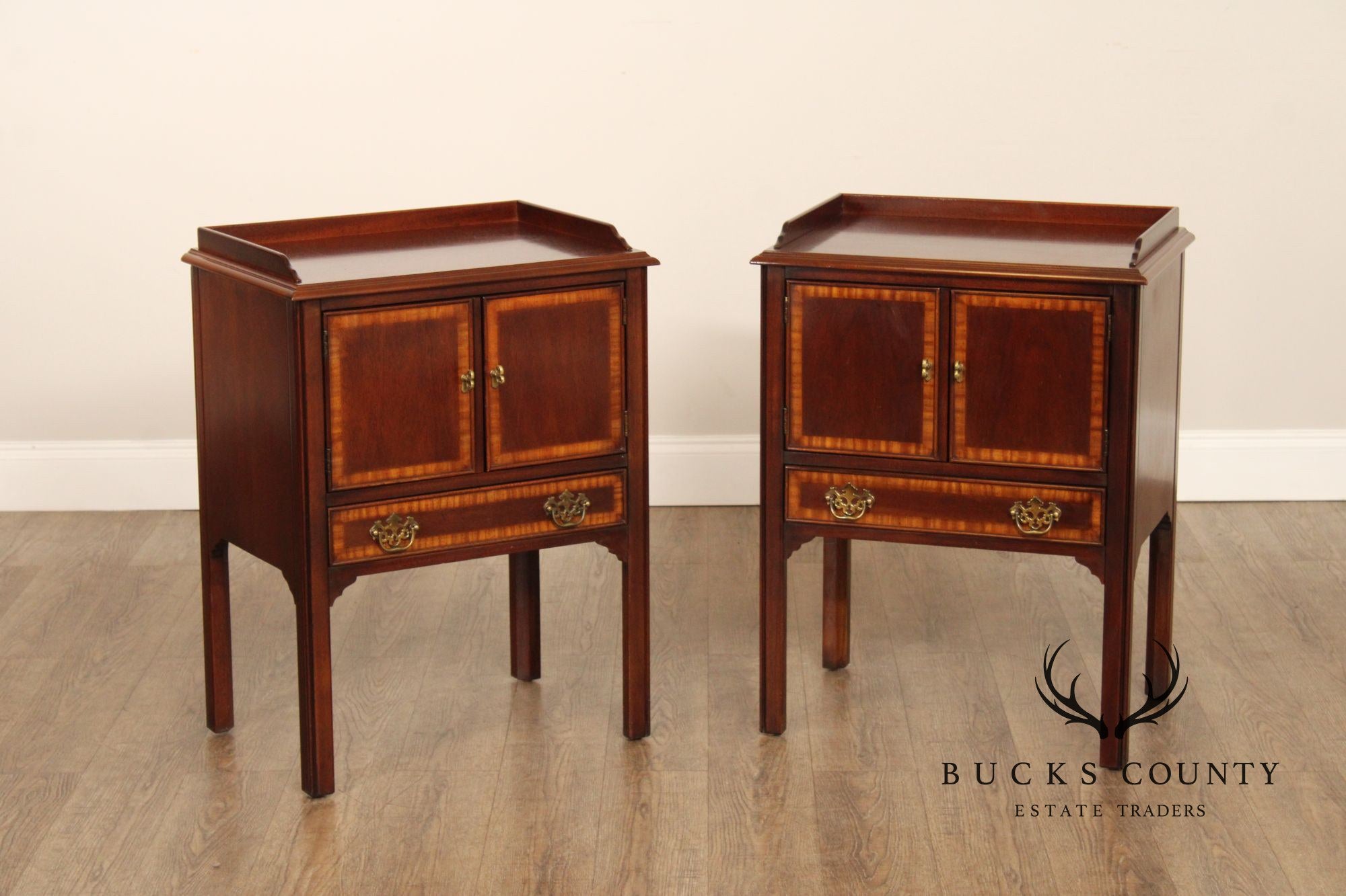 Drexel 18th Century Collection Pair of Mahogany Nightstands