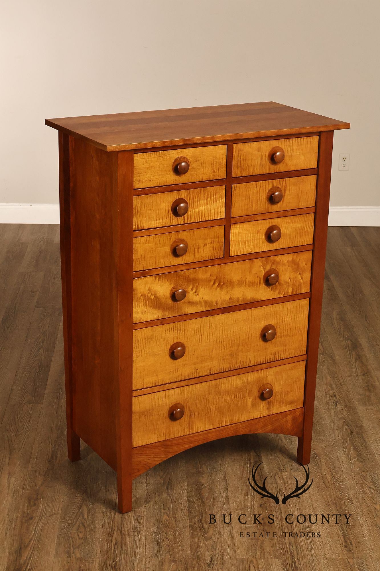 Stickley Mission Collection Harvey Ellis Cherry and Maple Tall Chest