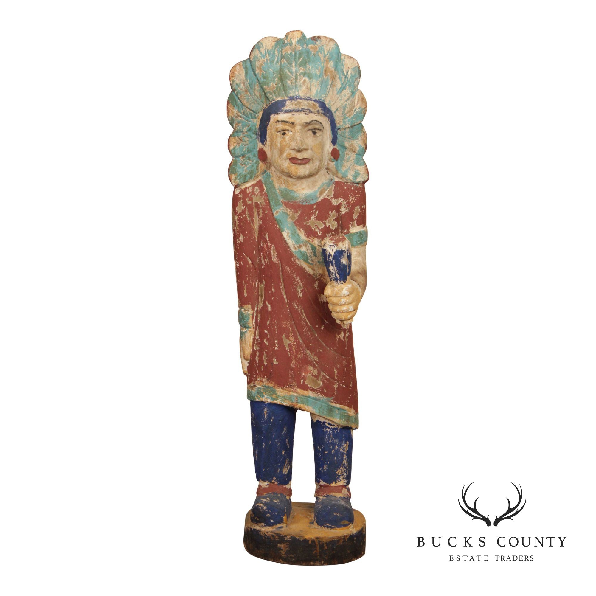 Vintage Carved and Painted Cigar Store Indian