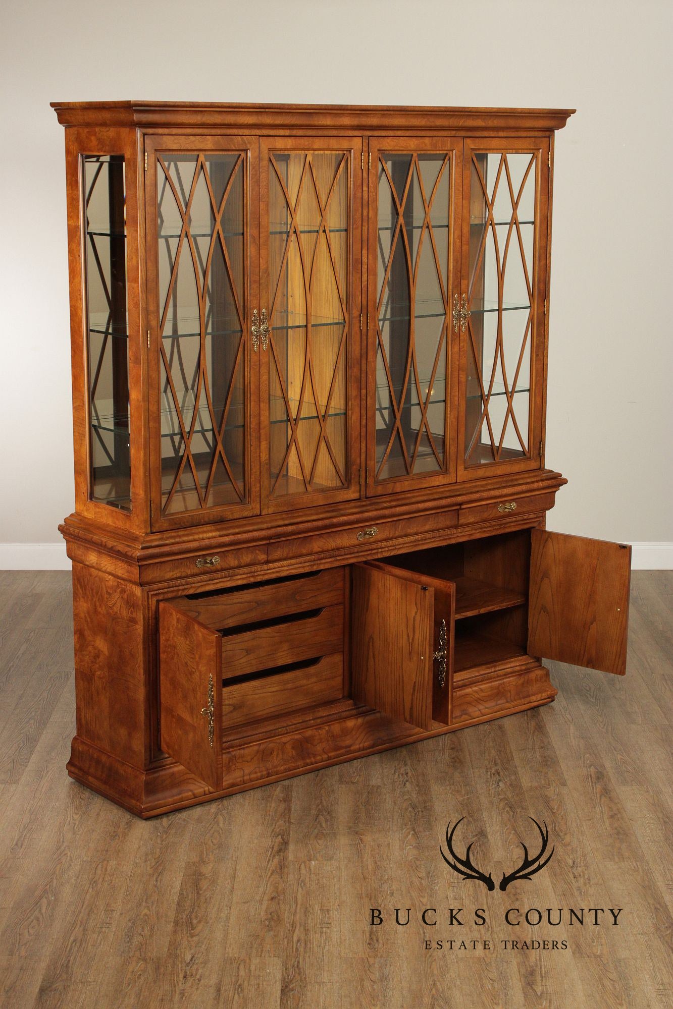 Henredon Charles X Burlwood China Display Cabinet