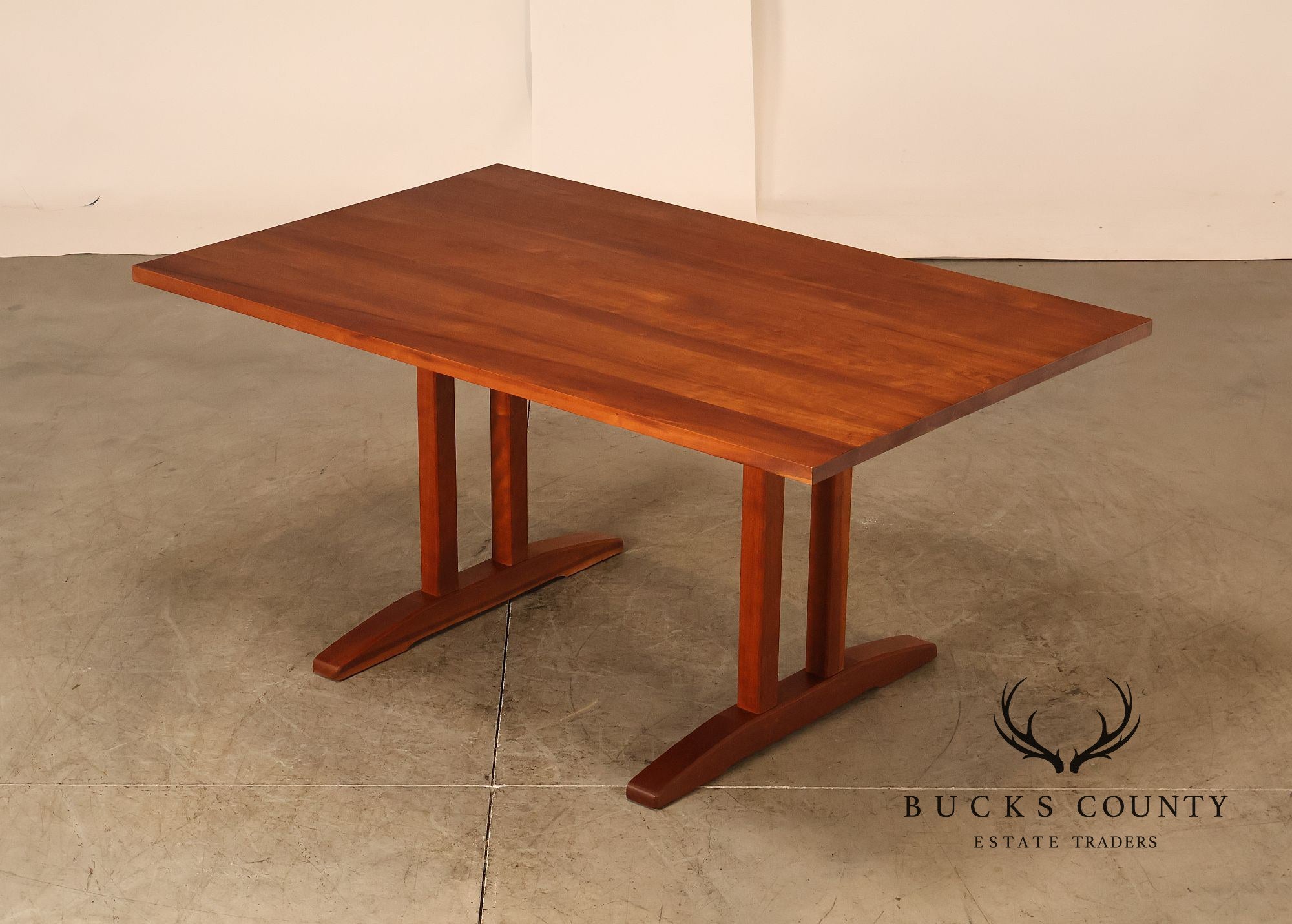 Stickley Mission Collection Solid Cherry Double Pedestal Extension Dining Table