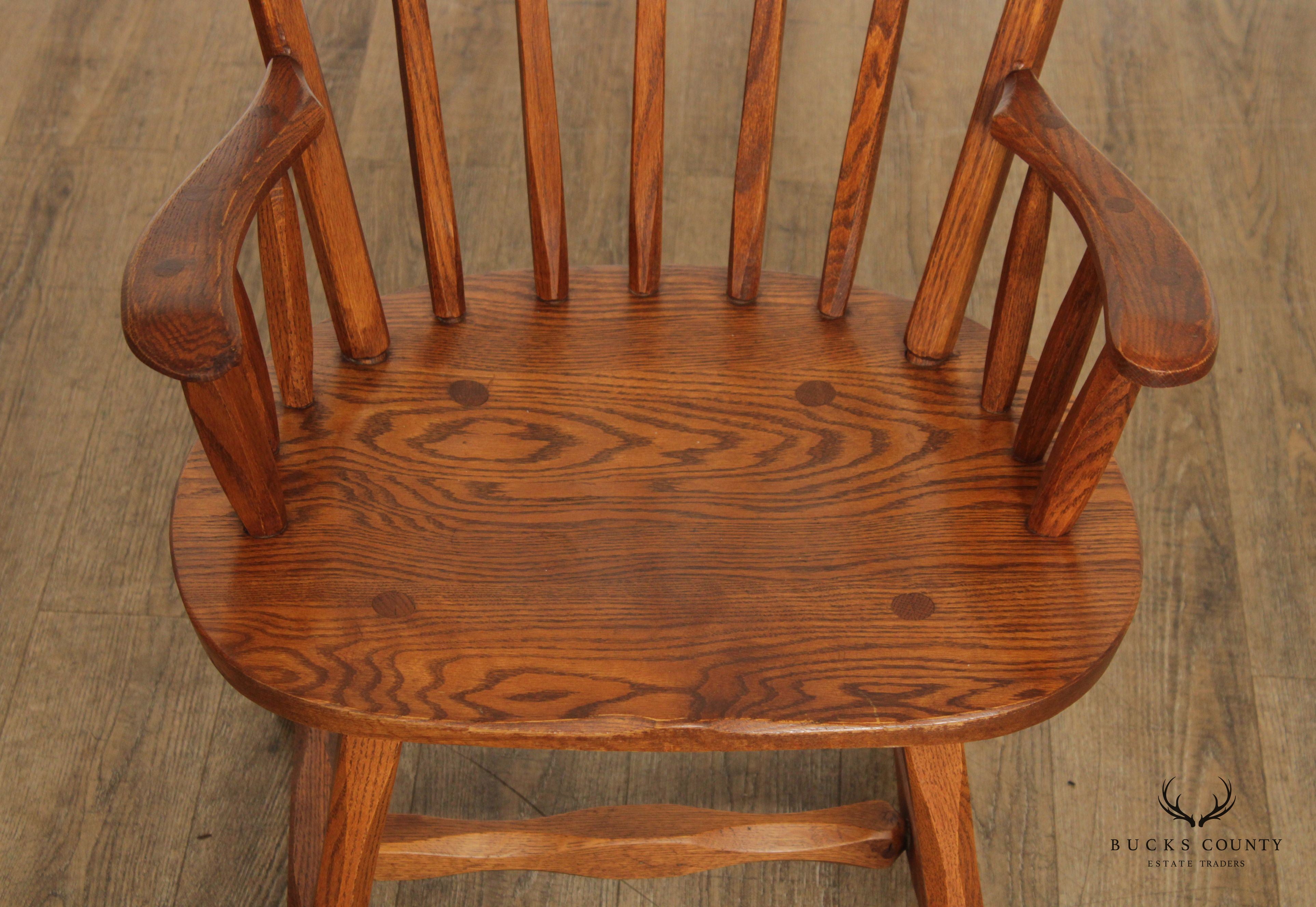 Hunt Country Furniture Rustic Oak Set of Four Windsor Dining Chairs