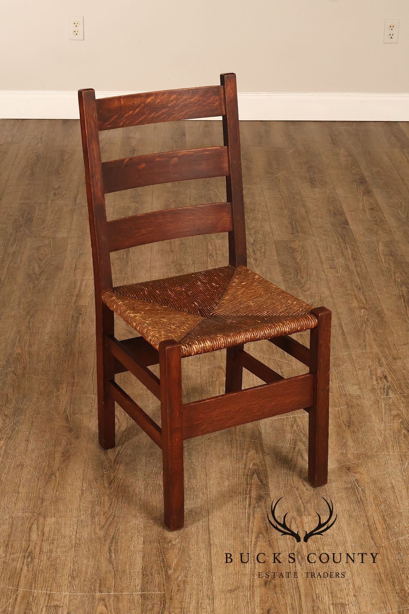 Antique Gustav Stickley Mission Oak Ladderback Side Chair