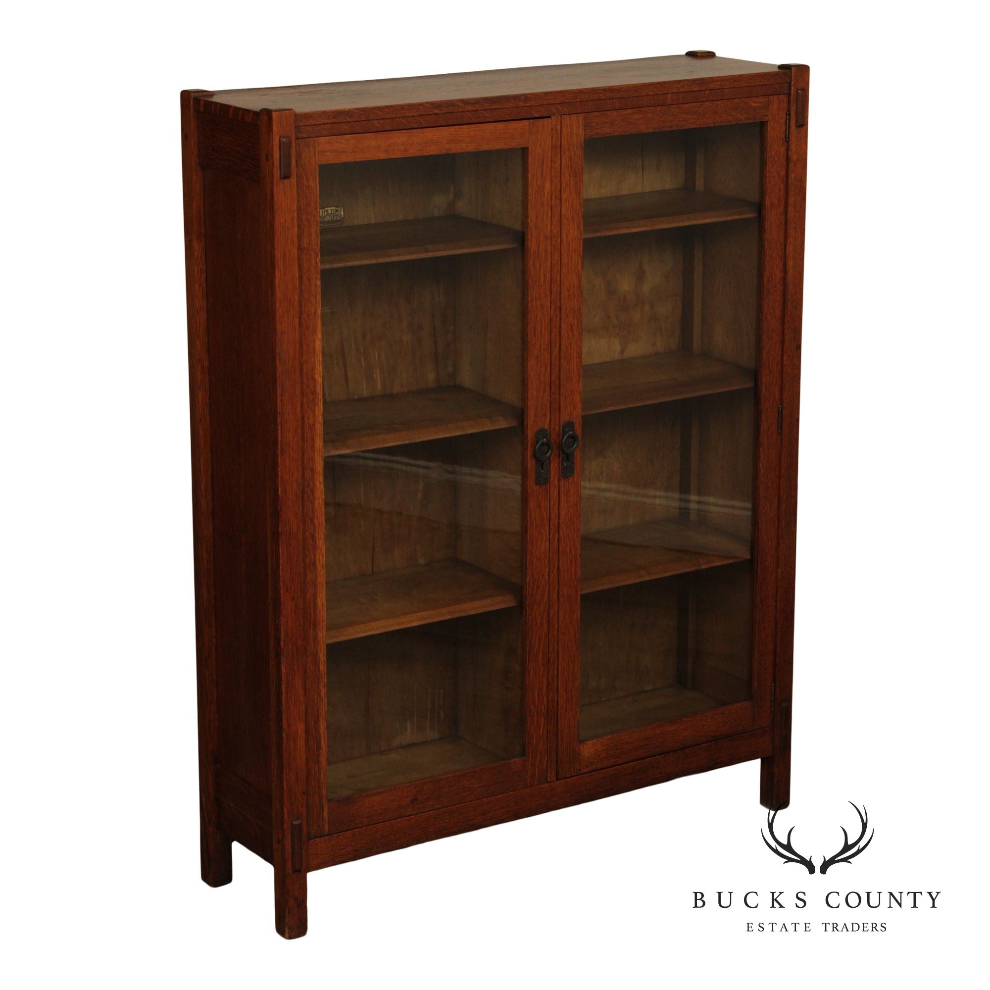 Lifetime Furniture Antique Mission Oak Two-Door Bookcase