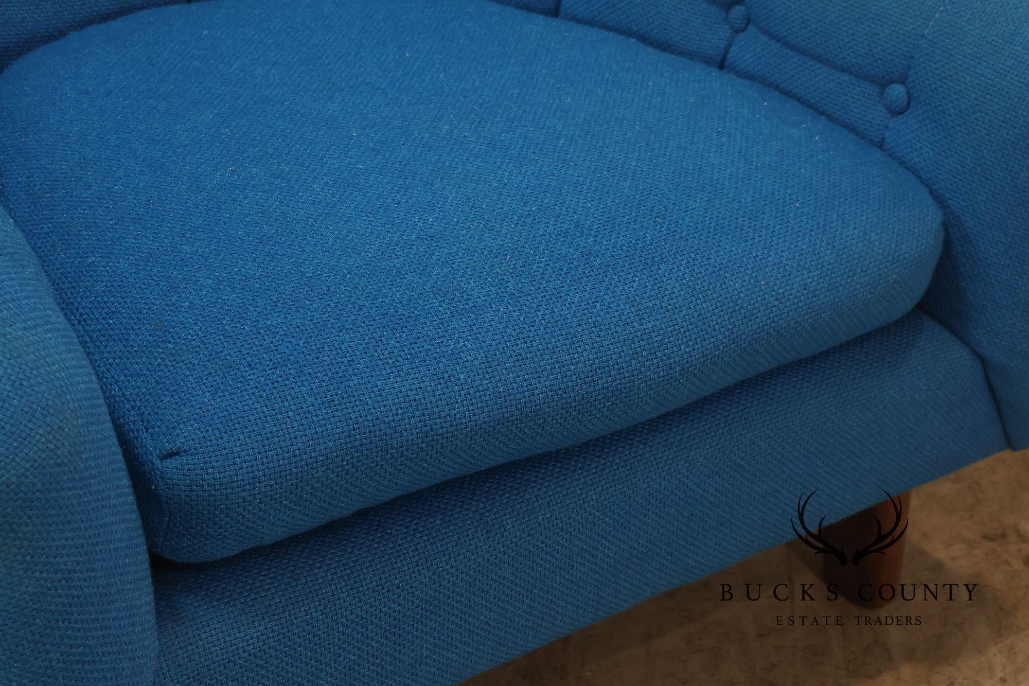 Vintage Schnadig Mid Century Modern Blue Upholstered Tufted Lounge Chair