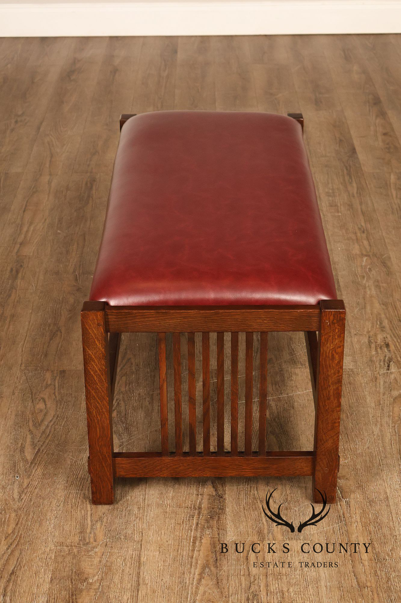 Stickley Mission Collection Oak Upholstered Bench