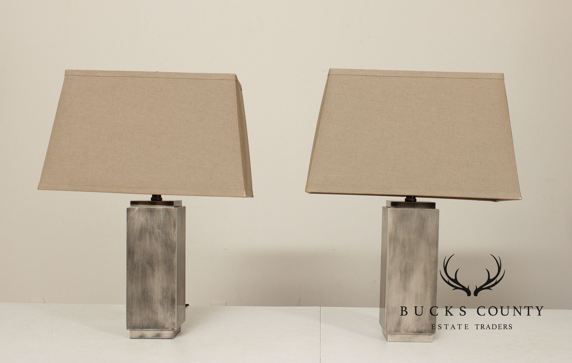 Restoration Hardware Pair of Square Column Table Lamps