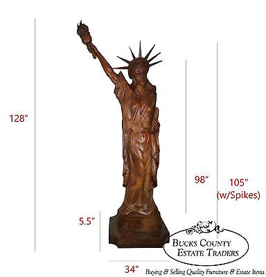 Magnificent Antique Hand Carved Mahogany Monumental 10.5 Foot Statue of Liberty