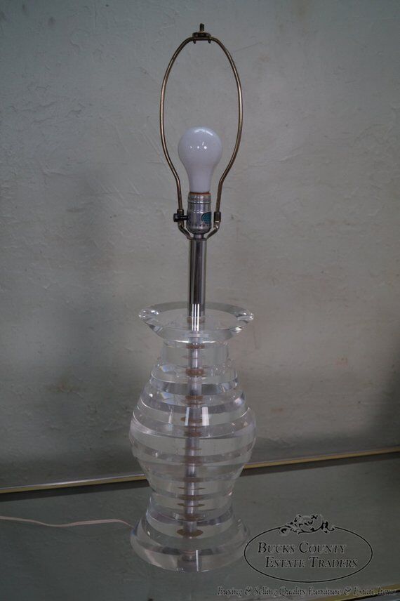 Mid Century Modern Lucite Table Lamp by George Bullio
