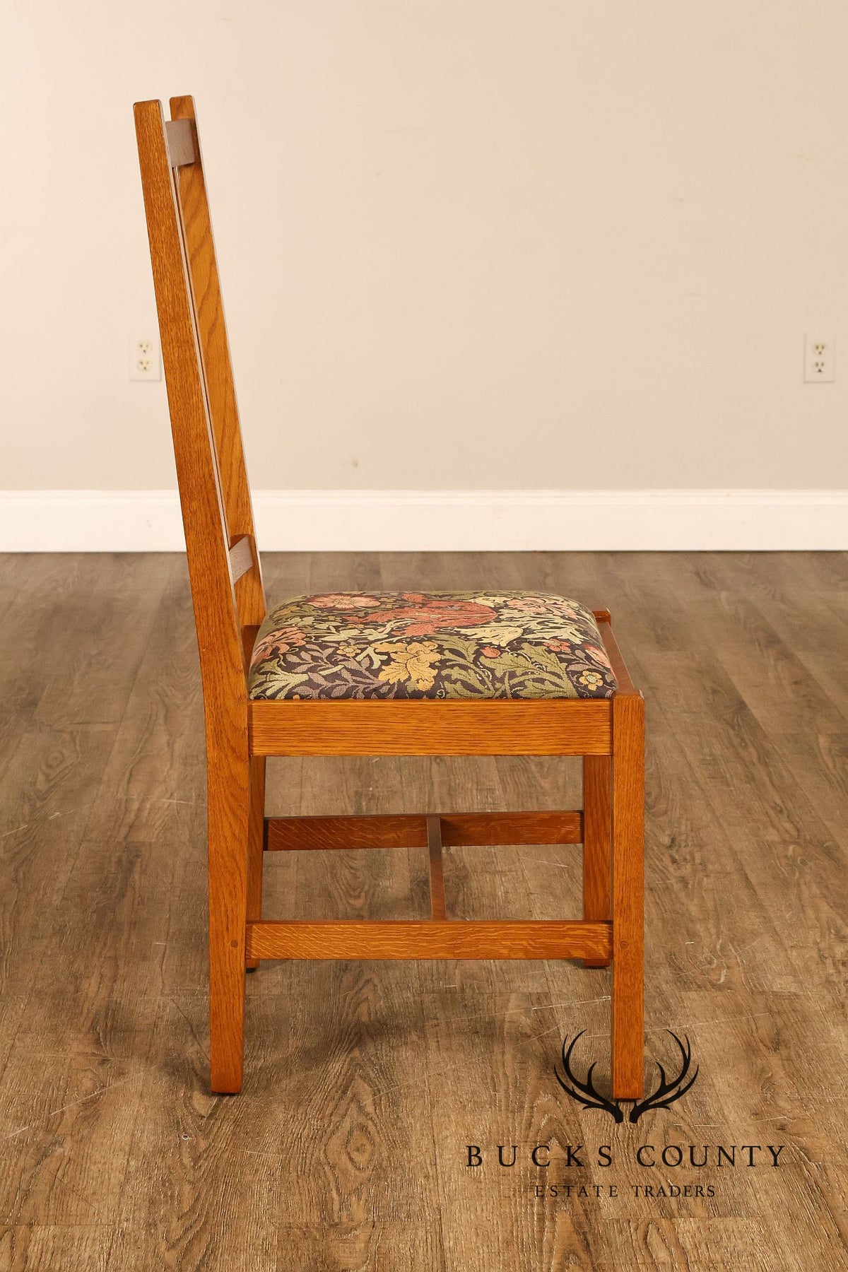Stickley Mission Collection Set Of Six Oak Spindle Back Dining Chairs