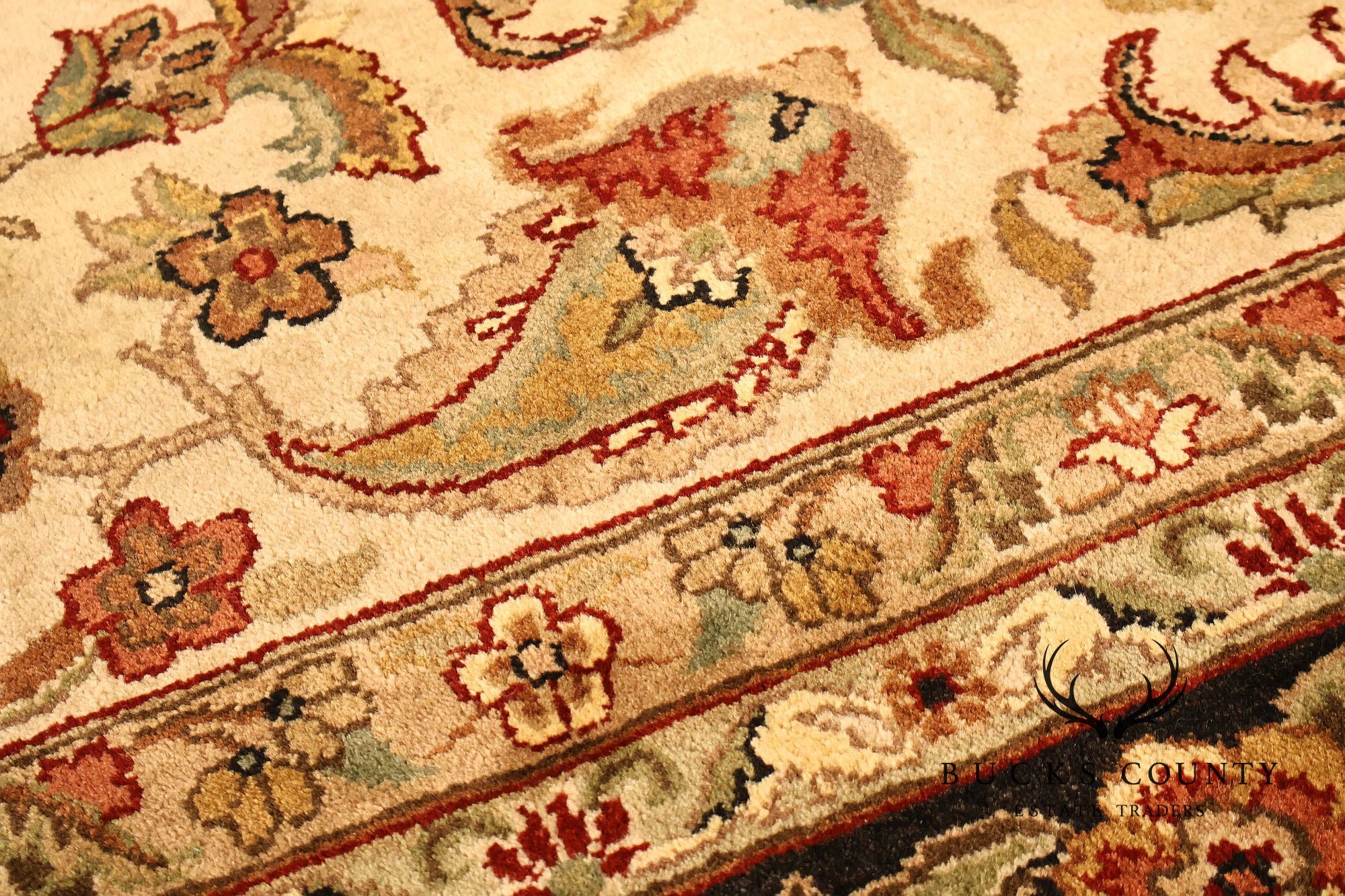 Persian Style Floral Wool Area Rug  12 inch x 15 inch 10 inch