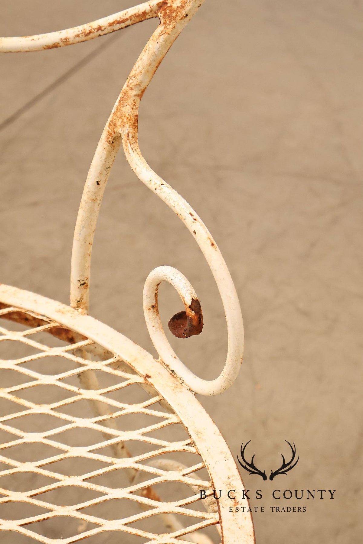 Vintage Woodard White Painted Wrought Iron Garden Chair