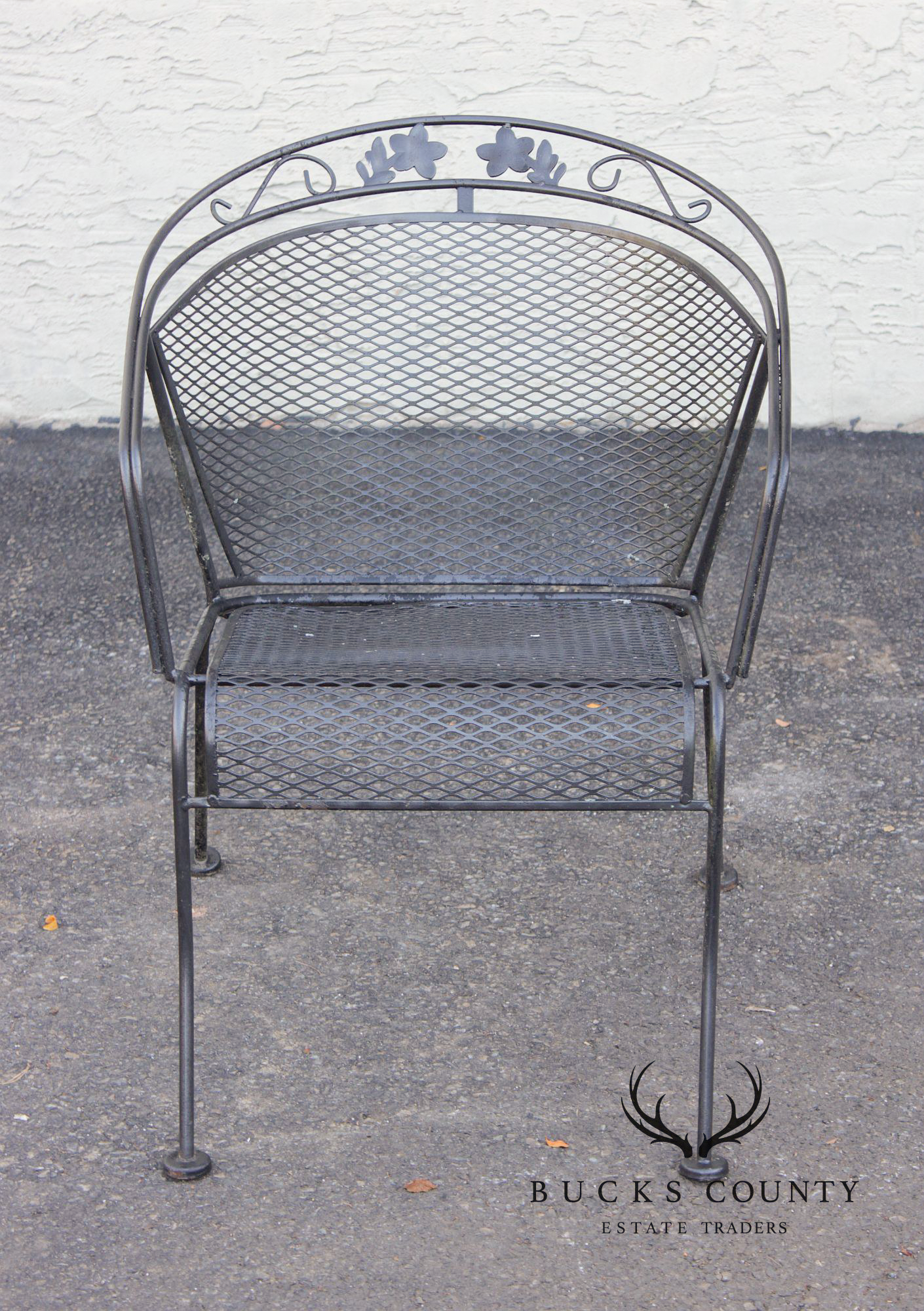 Vintage Wrought Iron Pair Of Patio Armchairs Chairs