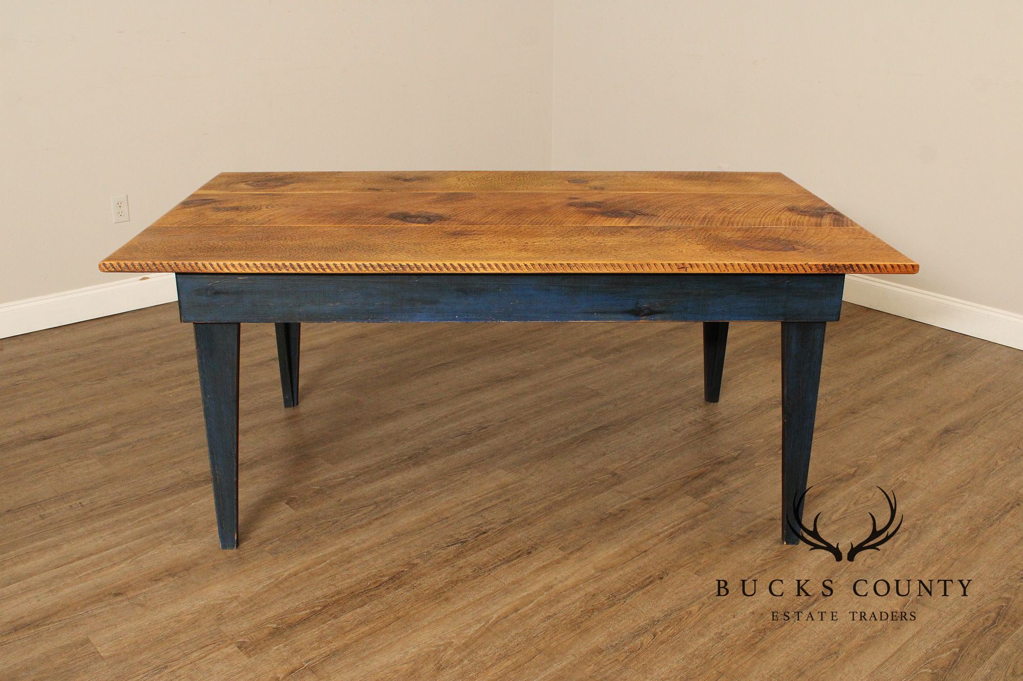 Custom Crafted Farmhouse Painted Pine Work Dining Table