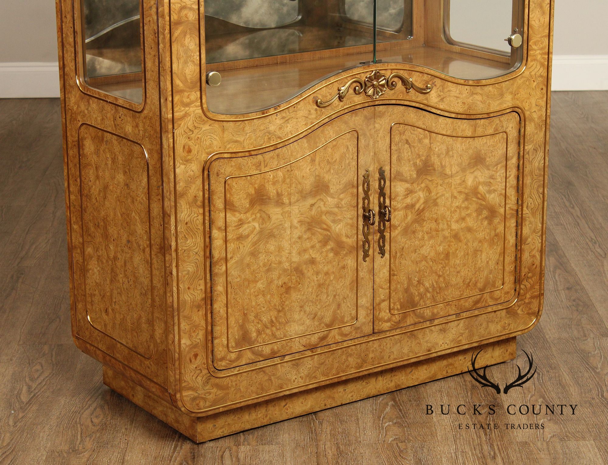 Mastercraft French Style Burl Wood Display Cabinet