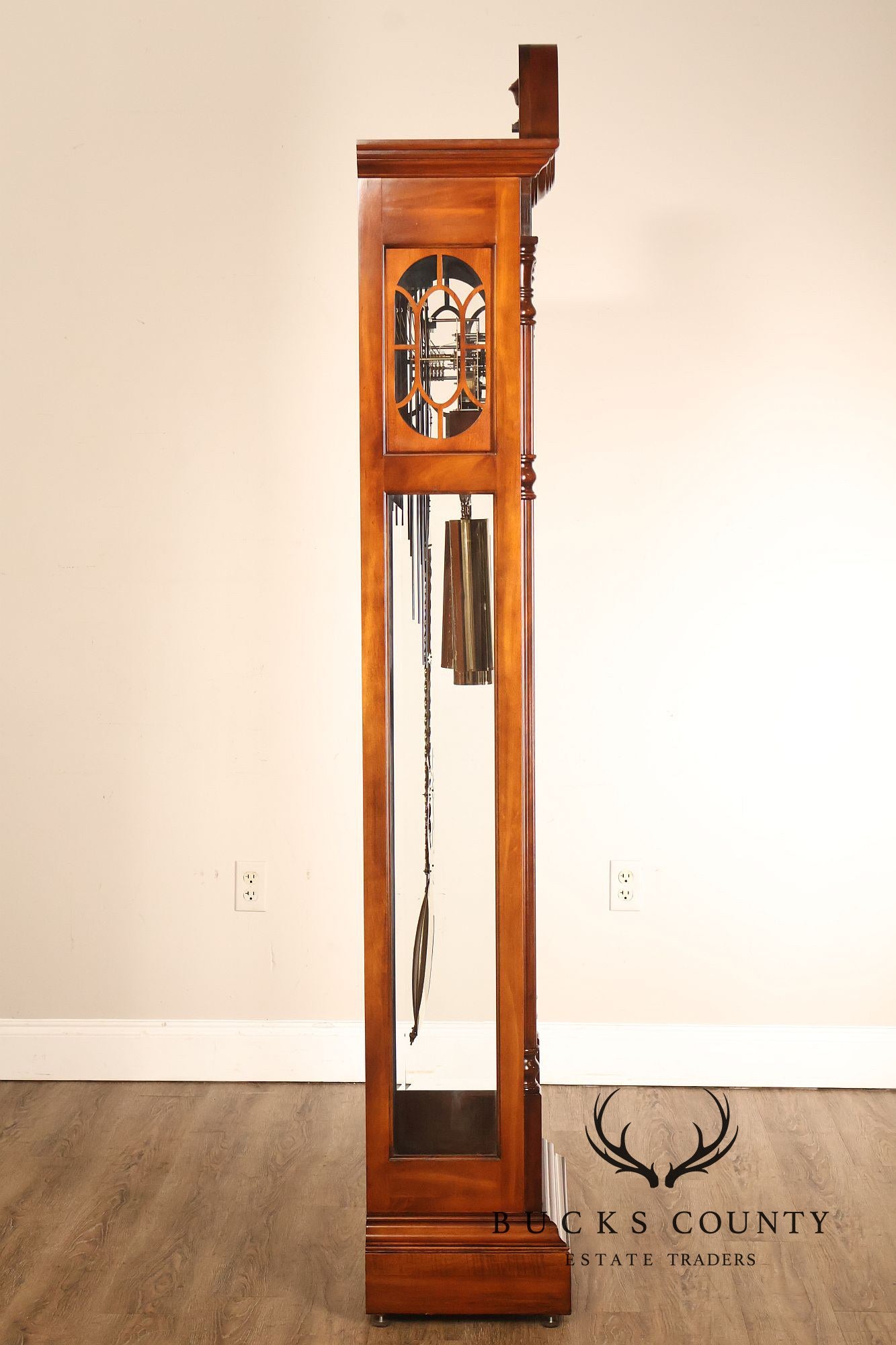 Sligh Mahogany Grandfather Clock With Triple Chime Moon Phase Dial