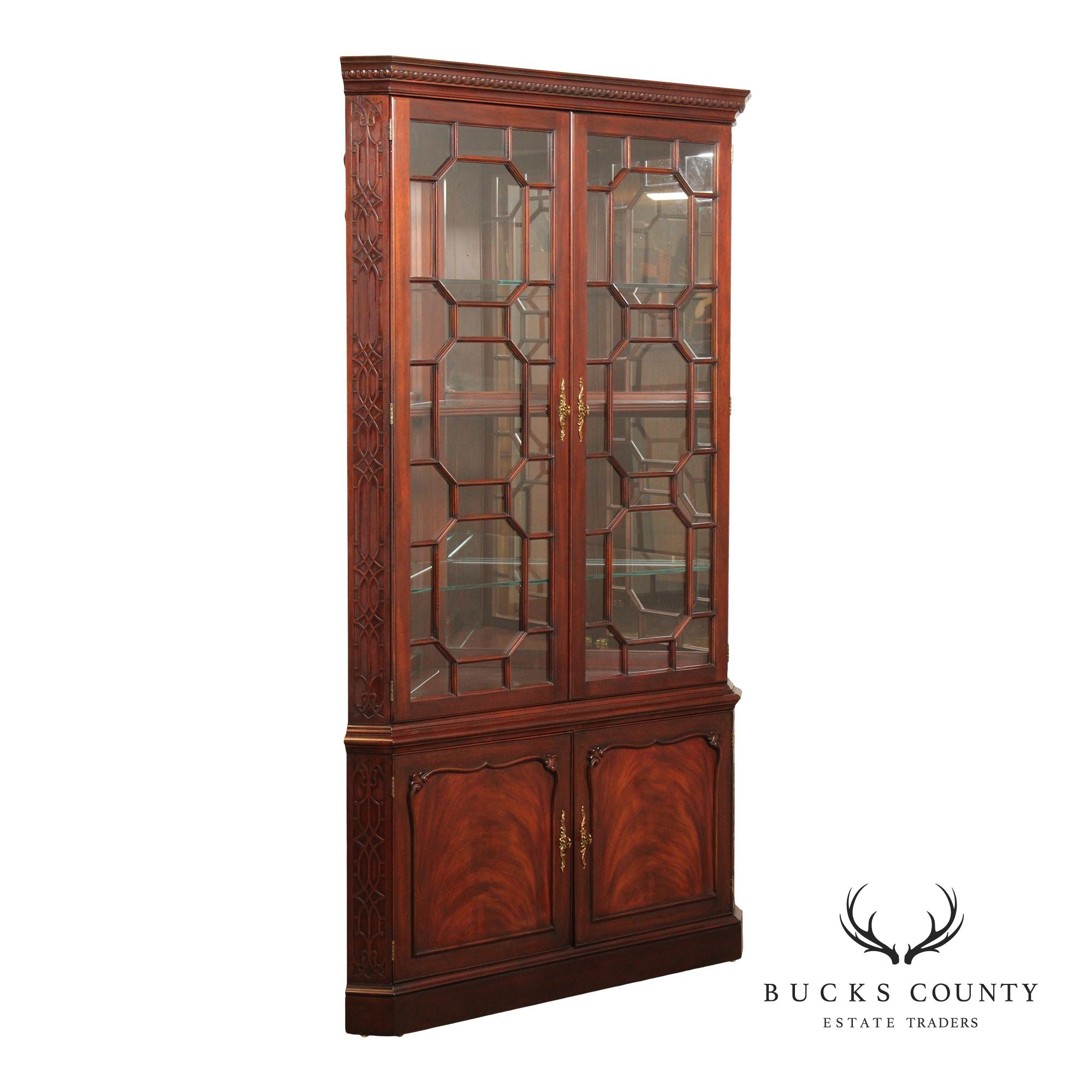 Henkel Harris Georgian Style Mahogany Corner Cabinet