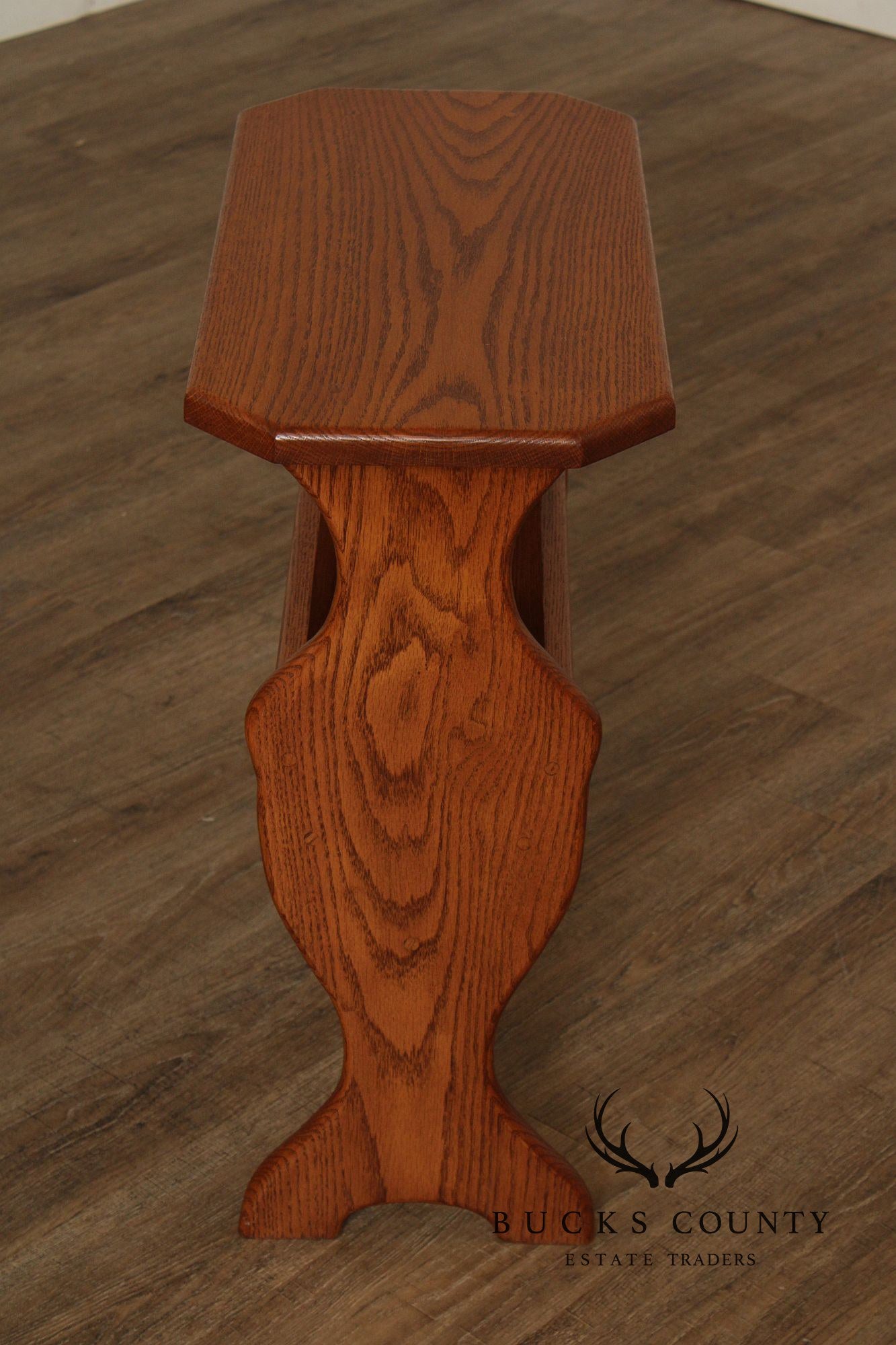 Vintage Oak Magazine Rack Side Table