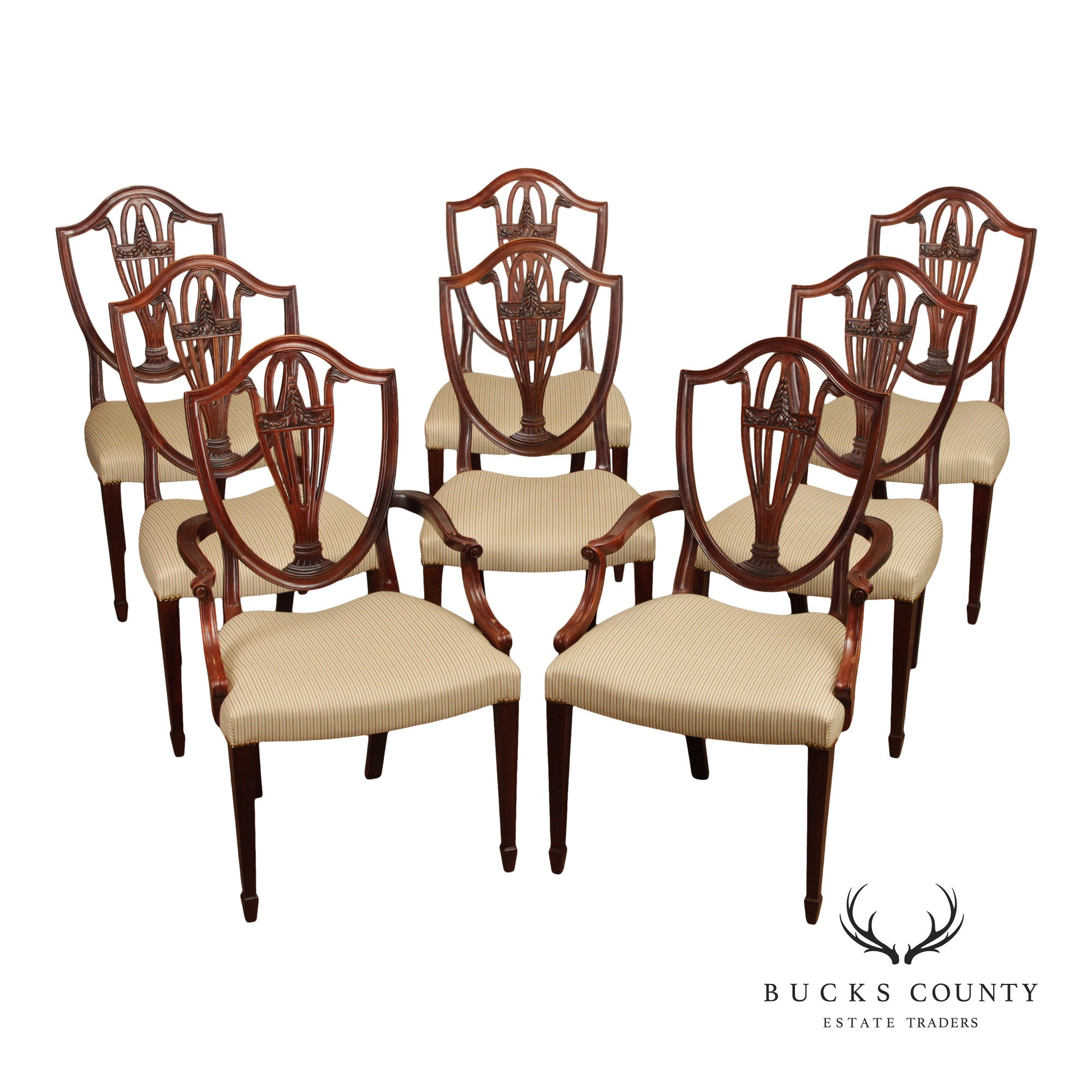 Baker Hepplewhite Style Set of Eight Mahogany Dining Chairs