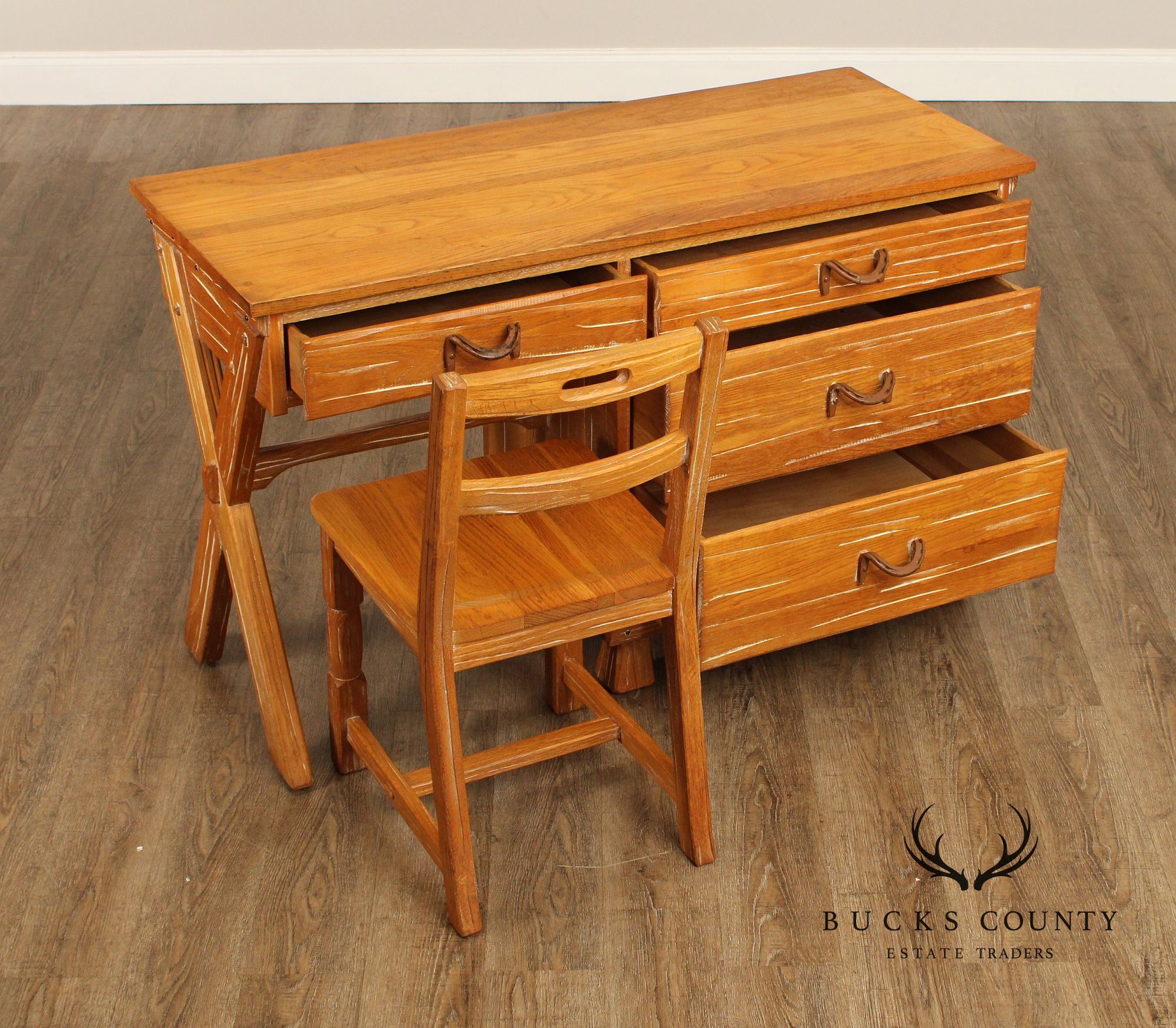 Brandt Ranch Oak Writing Desk and Chair