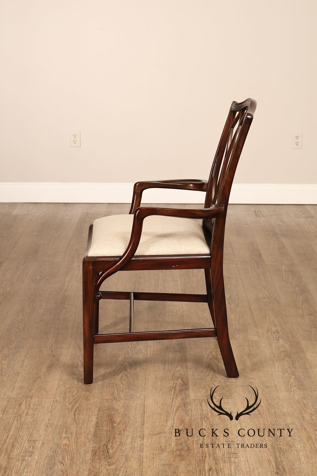 Theodore Alexander Pair Of Trellis Mahogany Dining Armchairs