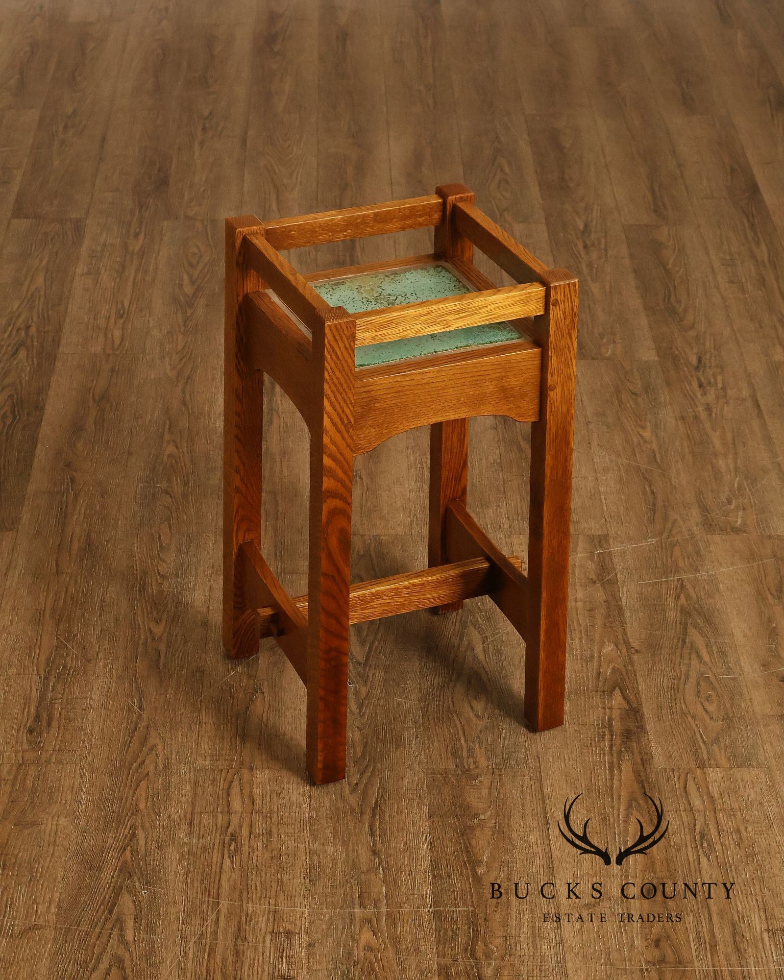 Stickley Mission Collection Oak Tile Top Plant Stand