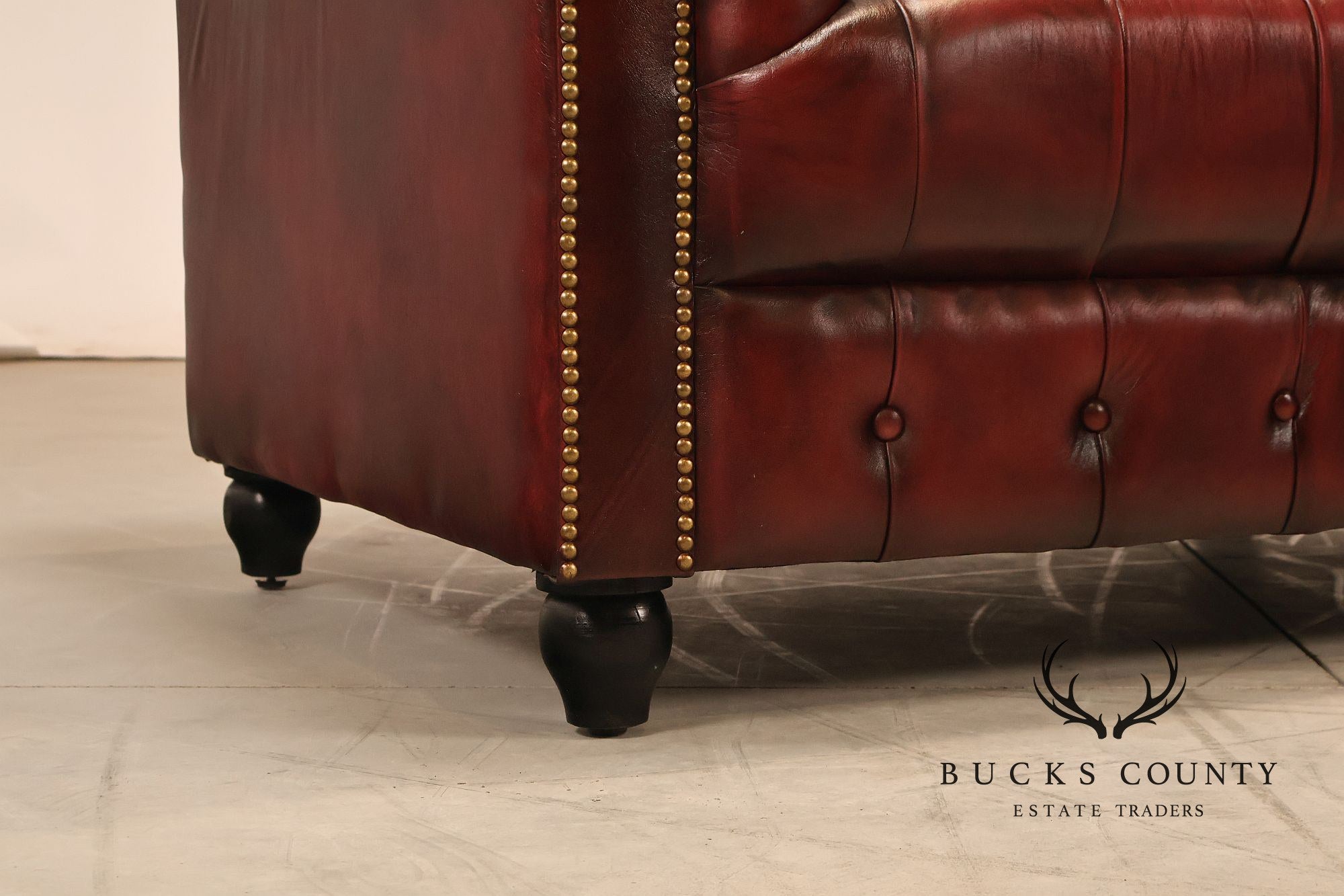 Chesterfield Style 7 Foot Oxford Red Tufted Leather Sofa