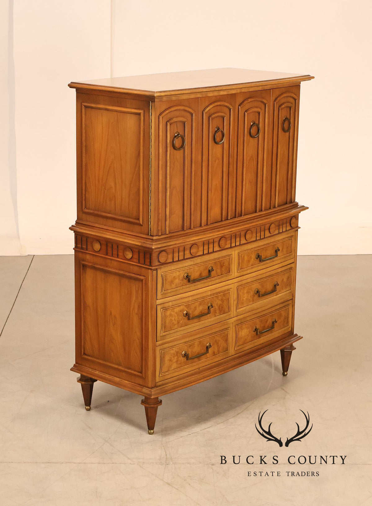 Vintage Neoclassical Style Burlwood Gentleman's Chest