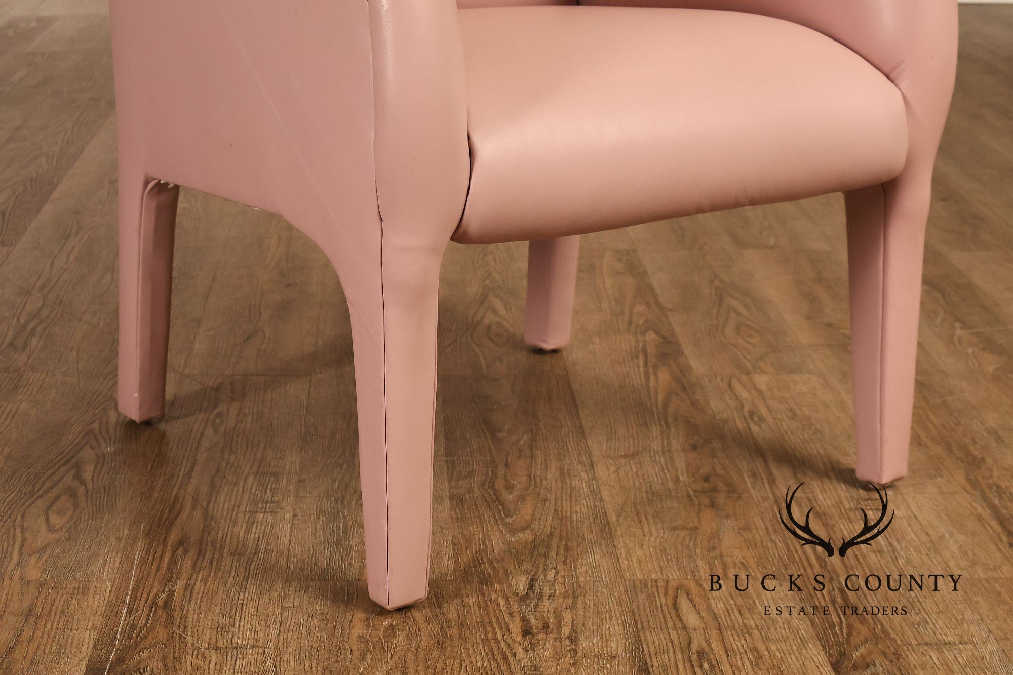 Vintage Lazar Industries East Pair Of Contemporary Modern Pink Upholstered Armchairs
