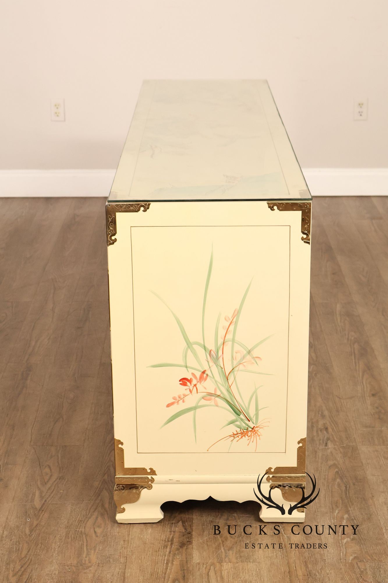 Painted Chinoiserie Style Dresser With Brass Hardware