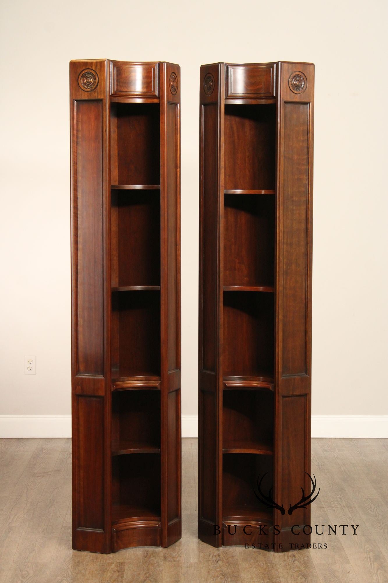 Harden Traditional Pair of Cherry Corner Bookcases