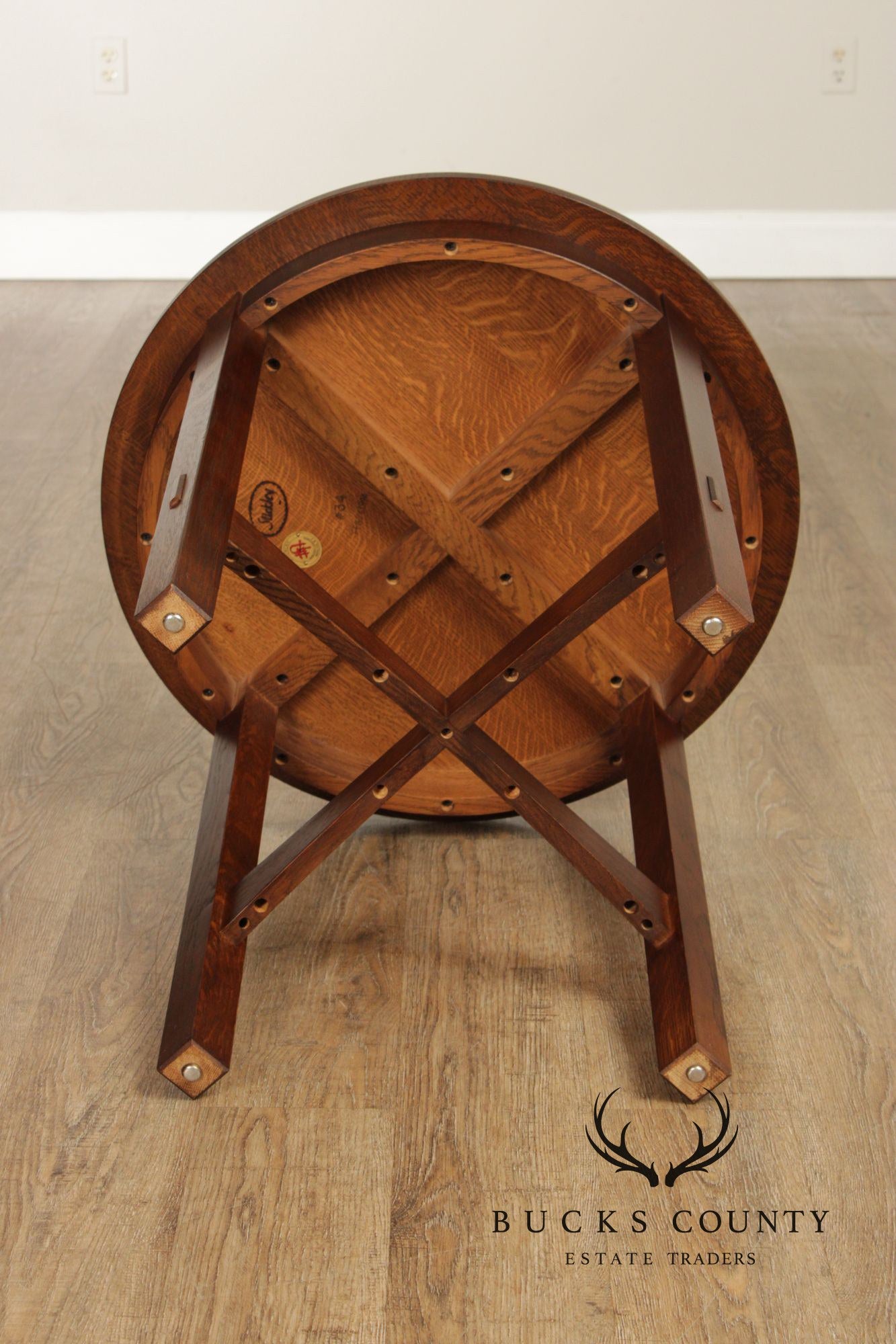 Stickley Mission Collection Oak Round Lamp Table