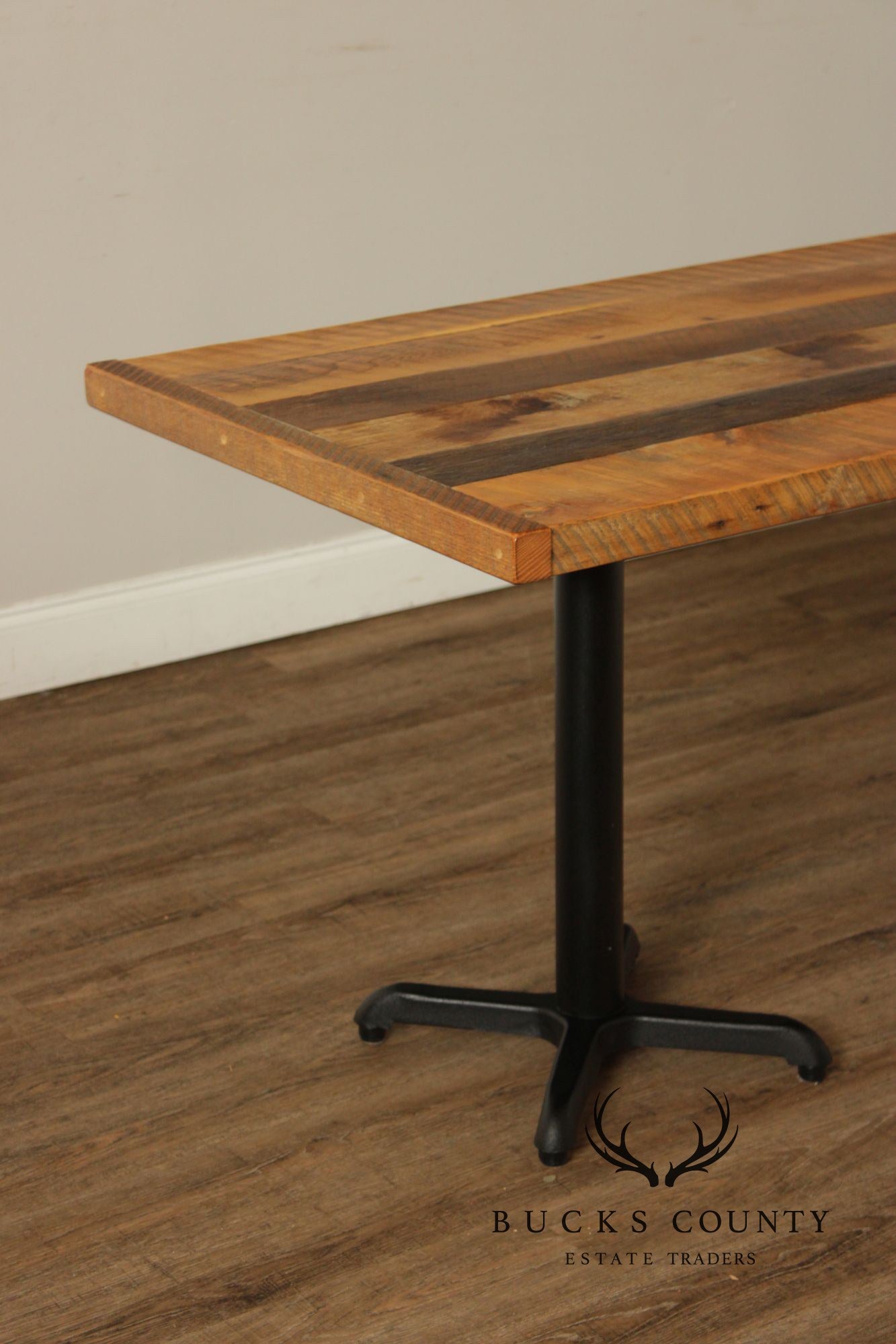 Industrial Style Reclaimed Wood Top Iron Base Dining Table