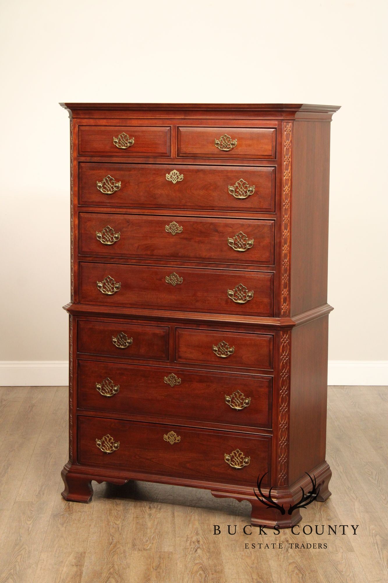 Pennsylvania House Chippendale Style Cherry Chest on Chest